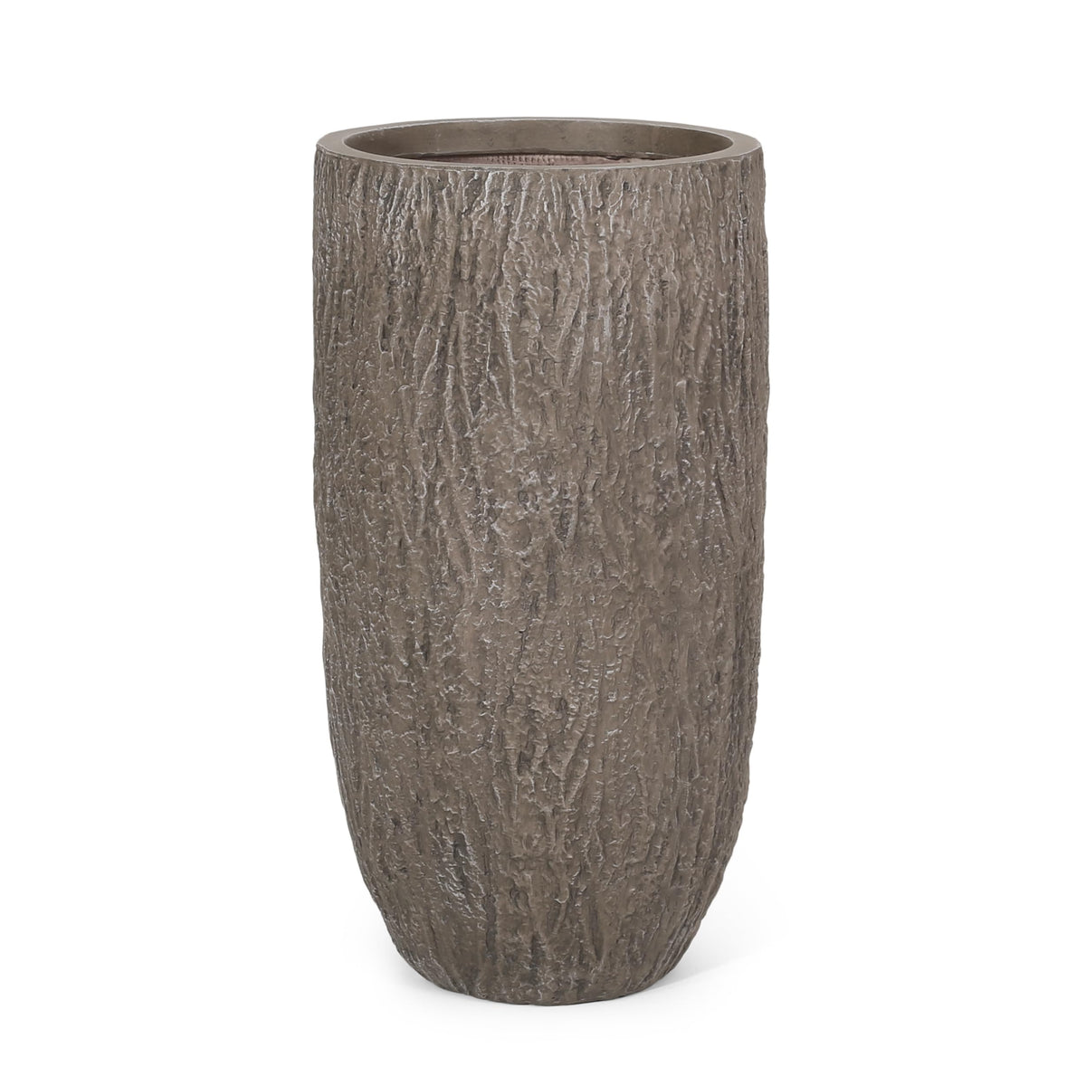 Christopher Knight Home Jorine Lightweight Concrete Planter, Cast Stone Plant Pot, Large Garden Urn, Patio Texture Finish Flower Pot for Balcony Backyard Poolside, No Assembly Needed, 27" H Brown