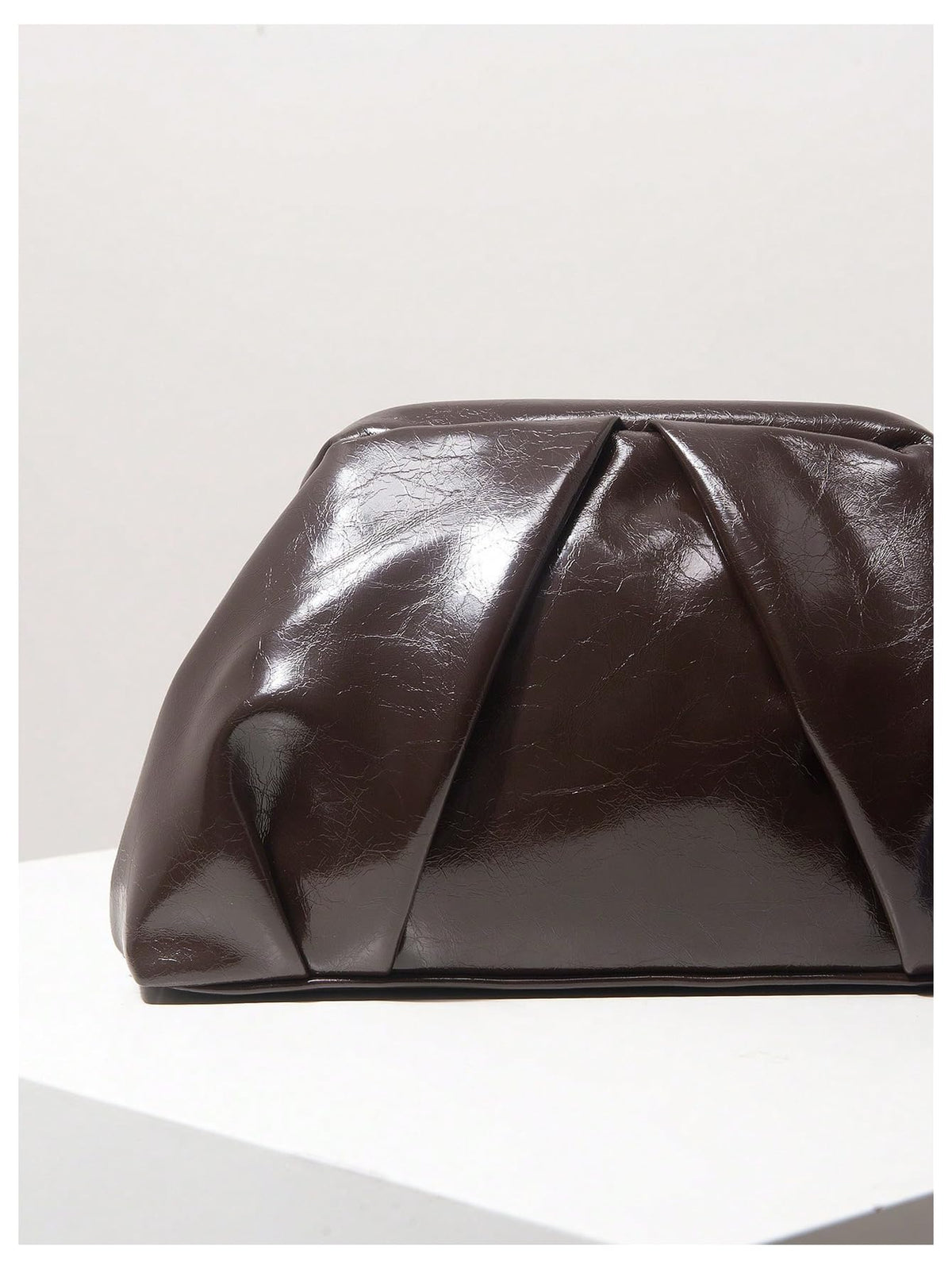 QWINEE Women's Ruched Clutch Purses PU Leather Kiss Lock Dumpling Bags Vintage Evening Handbags Coffee Brown One Size
