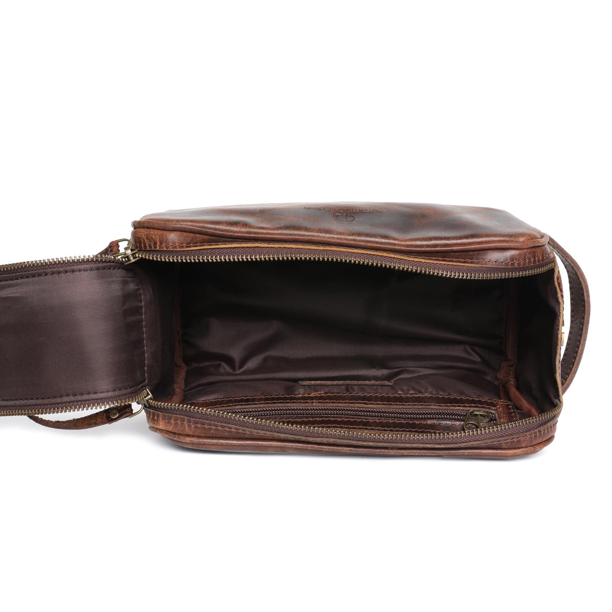 Autentico Leather Toiletry Bag for Men – Genuine Leather Dopp Kit, Travel Organizer for Grooming Essentials, Large Shaving Kit Pouch, Durable Dark Brown Gift for Men