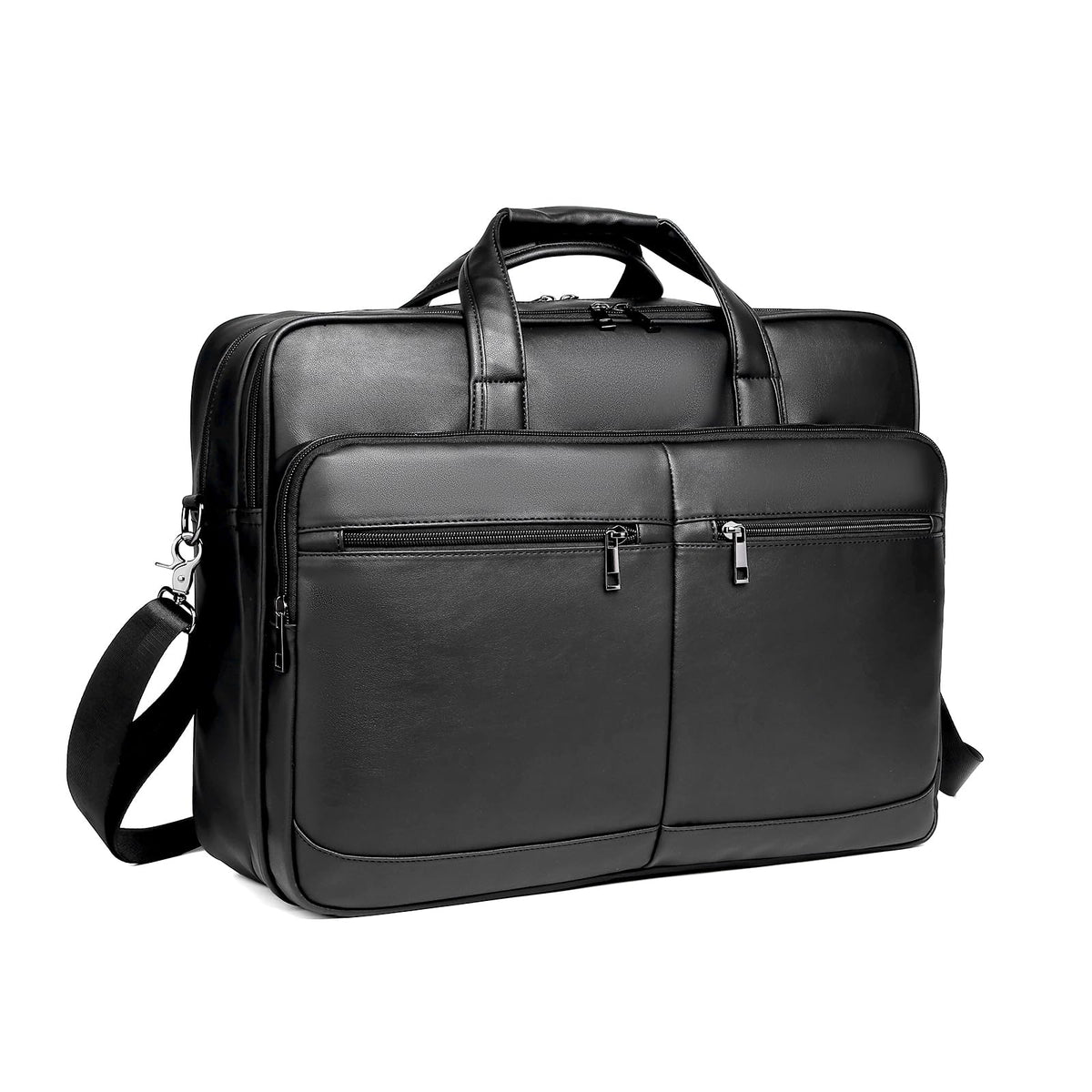 seyfocnia Men’s Leather Messenger Bag, 17.3 Inch Laptop Briefcase Satchel Computer Shoulder Bag Business Handbag-Black