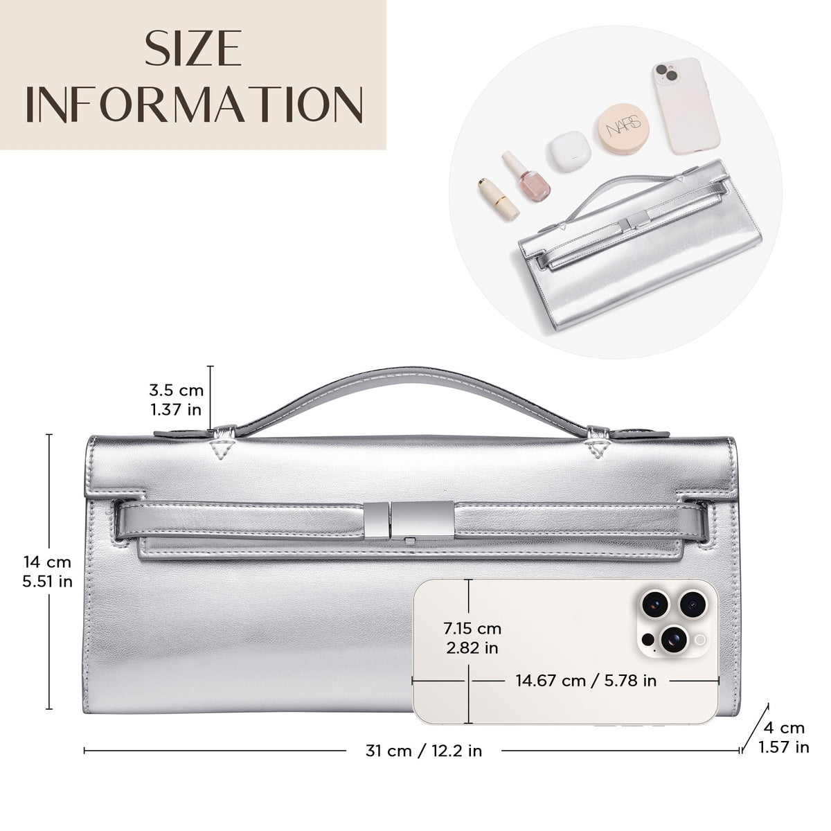 CHUNLI PU Leather Clutch Purses for Women, Trendy Ladies Top Handle Bag for Evening Work Business Daily Use