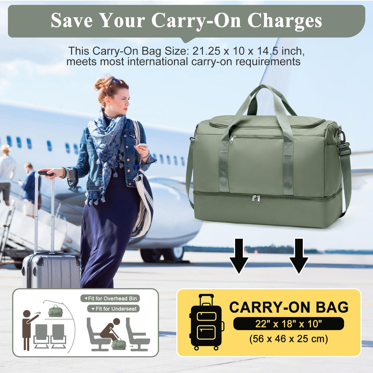 Extra Large Travel Duffle Bag,Carry on Overnight Weekend Bag with Shoes Compartment,Weekender Bags for Women for Travel Business Trips Sport Hospital