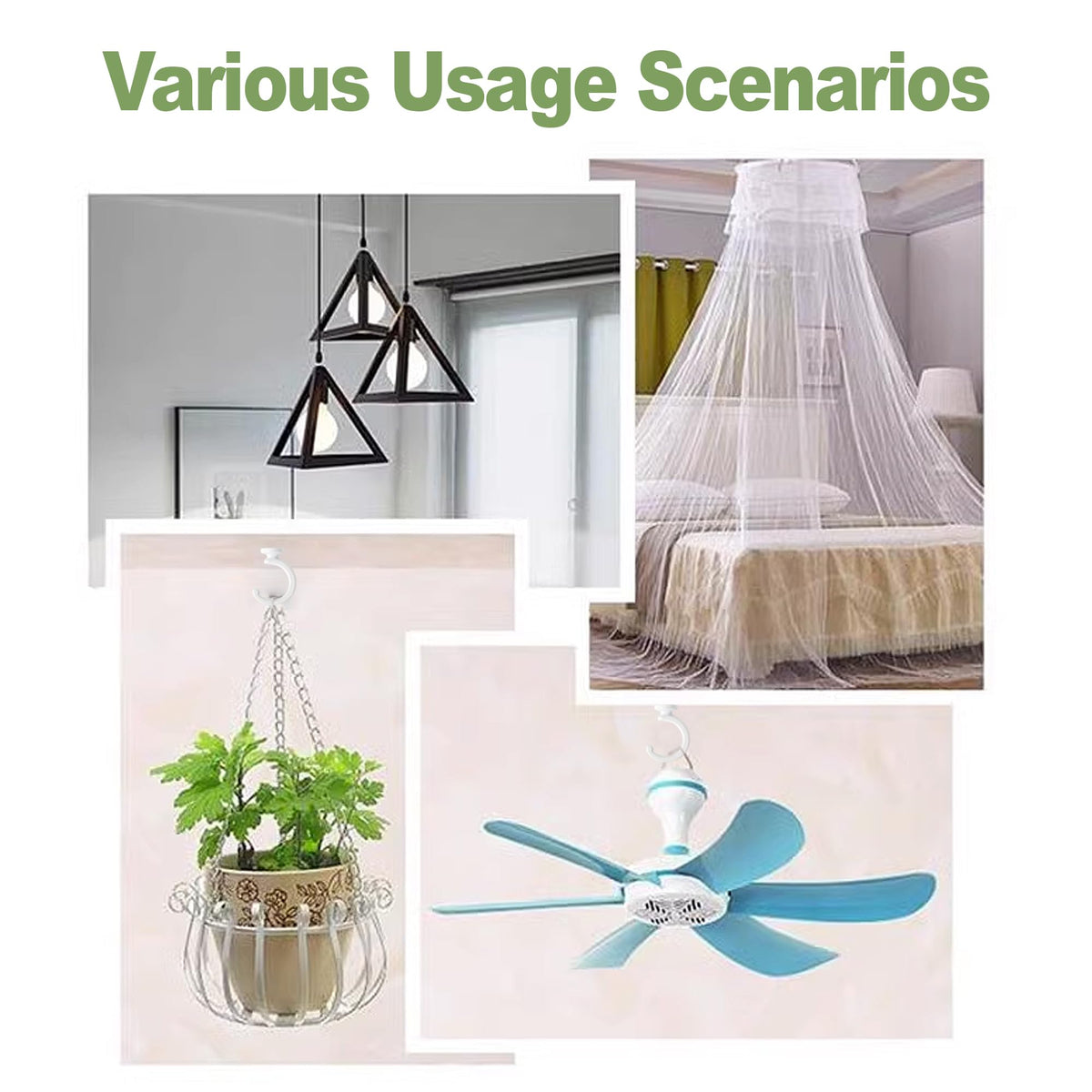 Aidoclip 6pcs Ceiling Hooks for Hanging Plants,Hanging Hanging Lights Metal Small Hooks,Indoor Outdoor Wall Heavy Duty Plant Hanger Swag Hook