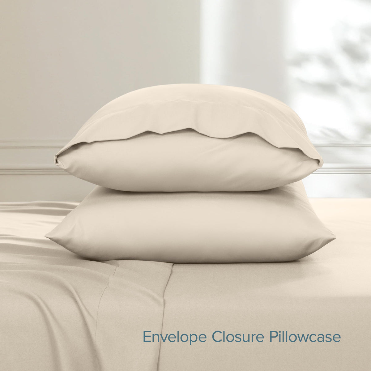 Bare Home Twin Sheet Set - Hotel Luxury - Deep Pockets - Double Brushed Microfiber for Softness - Easy Fit - 3 Piece Set - Bed Sheets with Envelope Pillowcases (Twin, Sand)