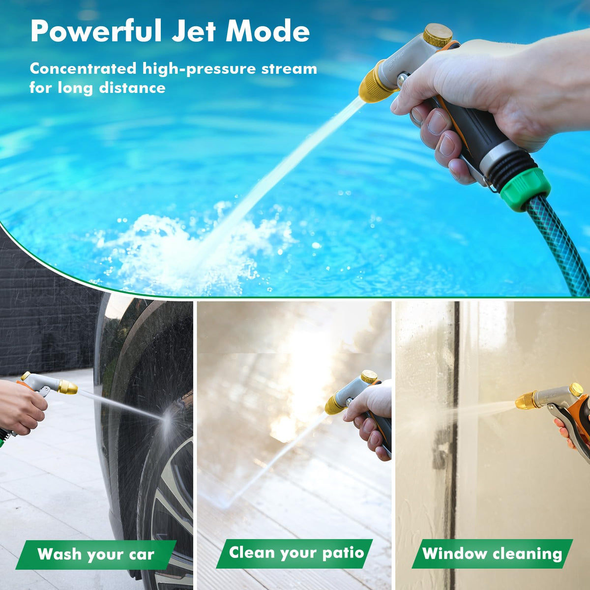 RESTMO Heavy Duty Metal Water Hose Nozzle, High Pressure Garden Hose Nozzle, Hose Sprayer Nozzle with Adjustable Spray Patterns for Garden Watering, Car Washing, Patio and Pet, Orange