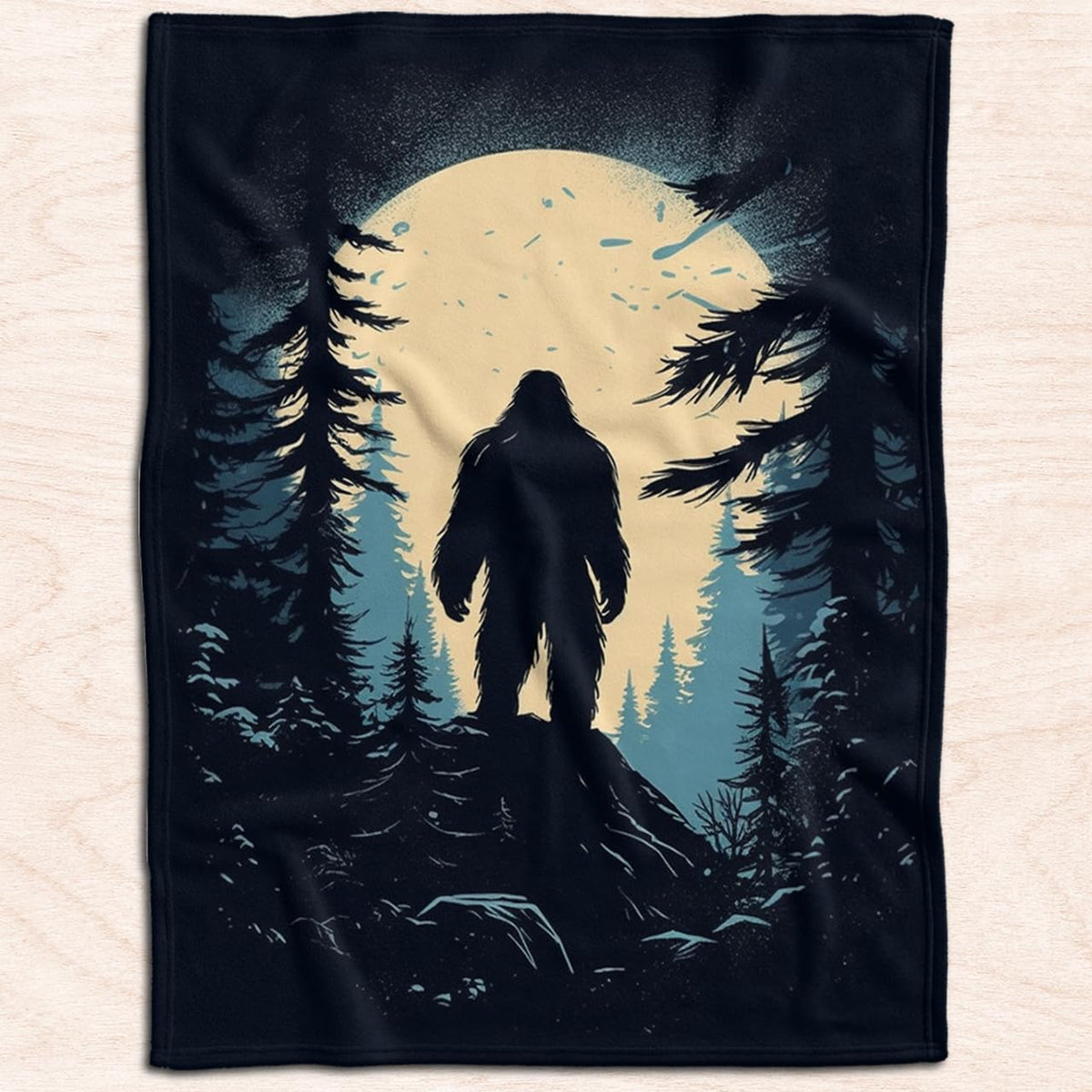 Personalized Bigfoot Throw - Soft Fleece Blanket, Sasquatch Print Home Decor, Cozy Throw (Bigfoot Blanket 08)