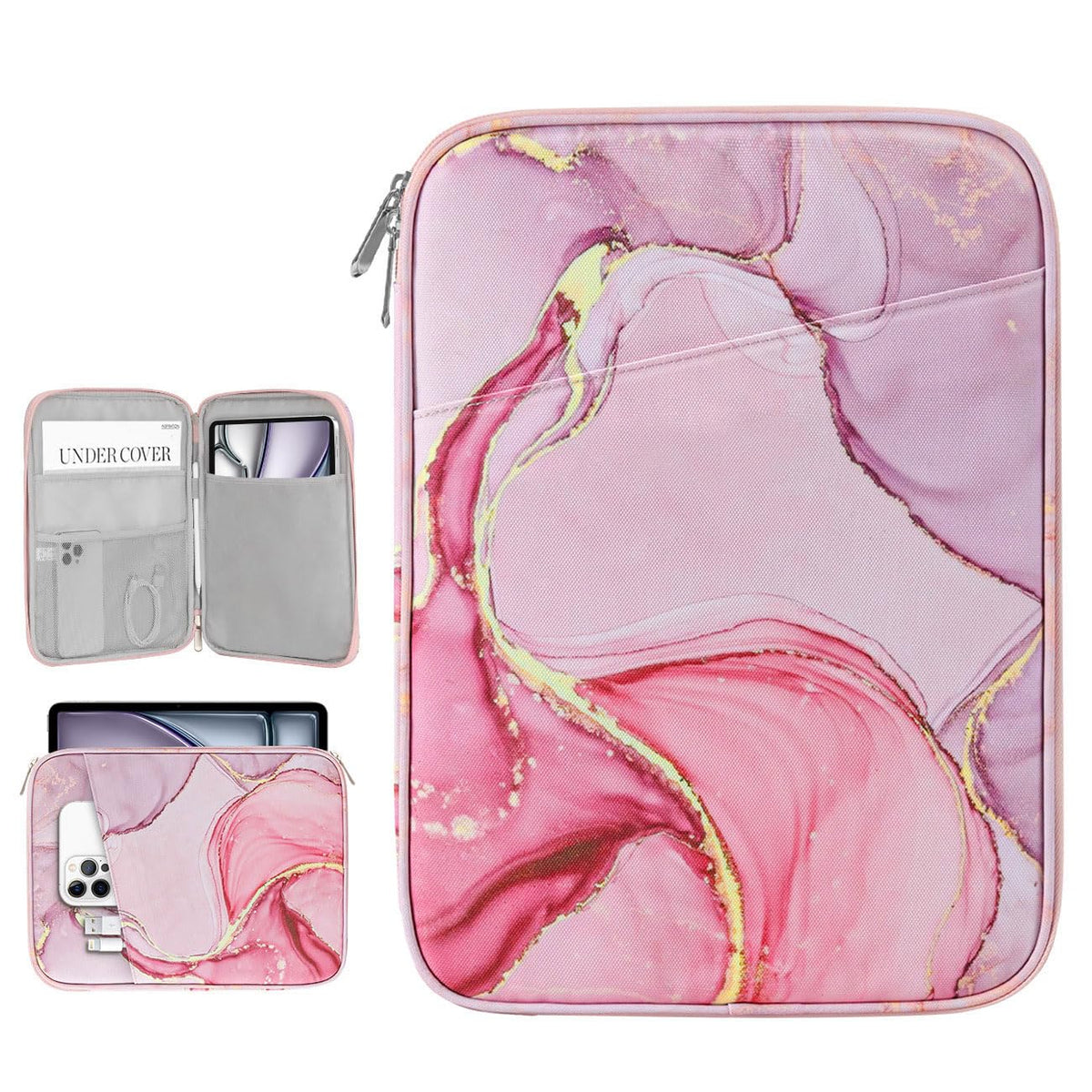 Dadanism 13Inch Tablet Sleeve Bag Carrying Case for iPad Pro 13" M5/M4 2025/2024, iPad Air 13" M4/M3 2026/2025, iPad Pro 12.9", Galaxy Tab S10+/S9 FE+/S9+ 12.4", Remarkable Paper Pro 11.8",Cloudy Pink