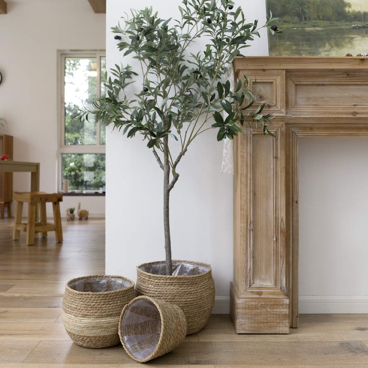 LA JOLIE MUSE Natural Seagrass Large Planter, Plant Pots Cover, Indoor Planters Flower Pots, 13.5+12+9 inch Pack 3