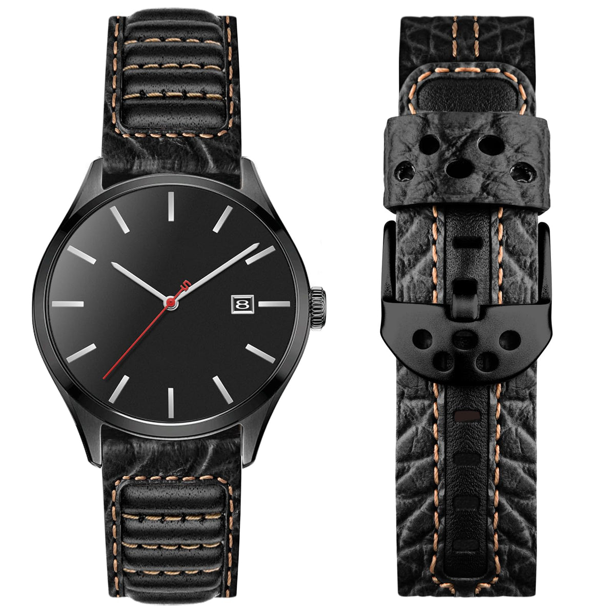 Wristitani Leather Watch Band for Men, 20mm 22mm Top Genuine Leather Watch Strap - Quick Release Watch Band Vintage Wristband Suitable for Classic Quartz Mechanical Smartwatches
