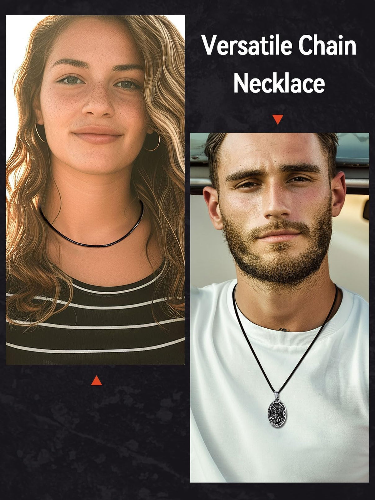 FaithHeart Waterproof Braided Leather Cord Chain Necklace Mens Wax Rope Chains for Pendant with Stainless Steel Clasp