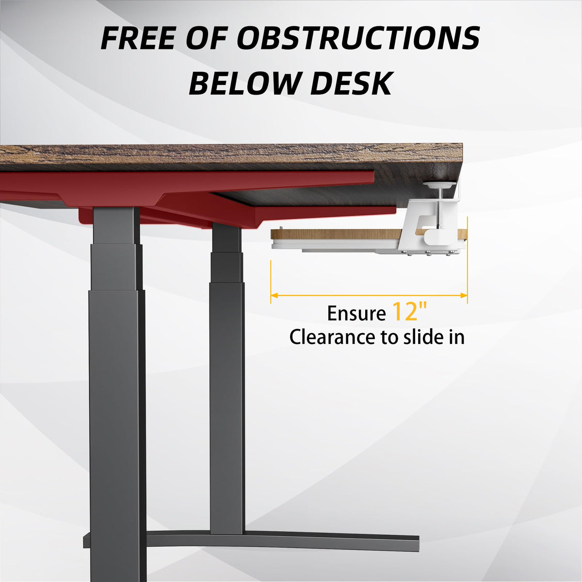 ETHU Keyboard Tray Under Desk, 26.77" X 11.81" Large Size Keyboard Tray with C Clamp-on Mount Easy to Install, Computer Keyboard Stand, Ergonomic Keyboard Tray for Home and Office (Oak)