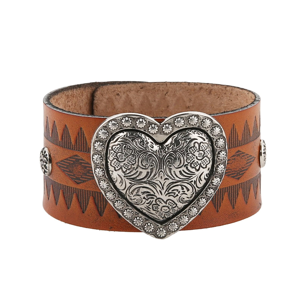 HZMAN Love Heart Leather Bracelets Punk Leather Cuff Bracelet for Men Women Adjustable Wide Wristband Bracelet Jewelry Gift