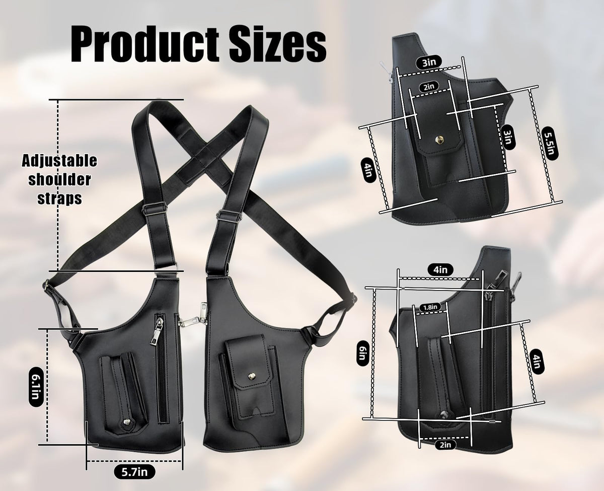 Underarm Shoulder Bag for Men,with Hidden Phone Wallet Pocket,Double Armpit Anti-Theft Cross-Body Concealed Carry,Premium PU Leather Adjustable Shoulder Underarm Bag(Black)