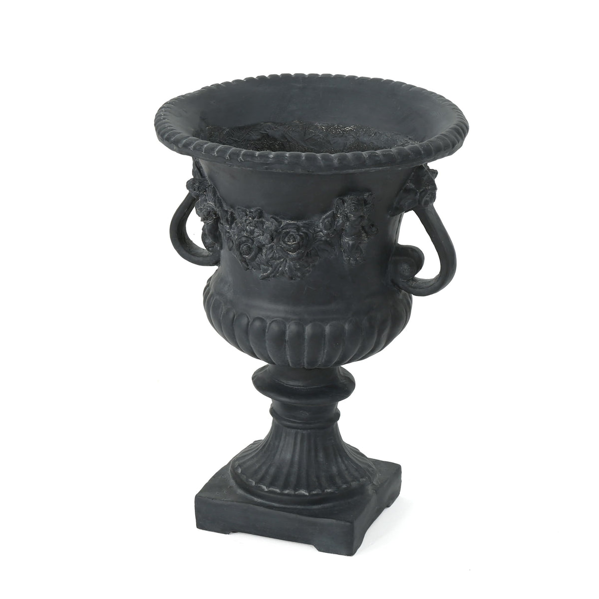 Merax 24 Inches Tall MGO Garden Urn Planter, Lightweight Concrete Decorative Outdoor Urn for Patio, Backyard & Garden, Antique Black