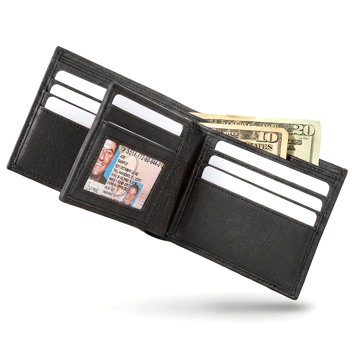 ID Stronghold Extra Capacity Bifold Wallet for Men - RFID Blocking Genuine Leather Wallet