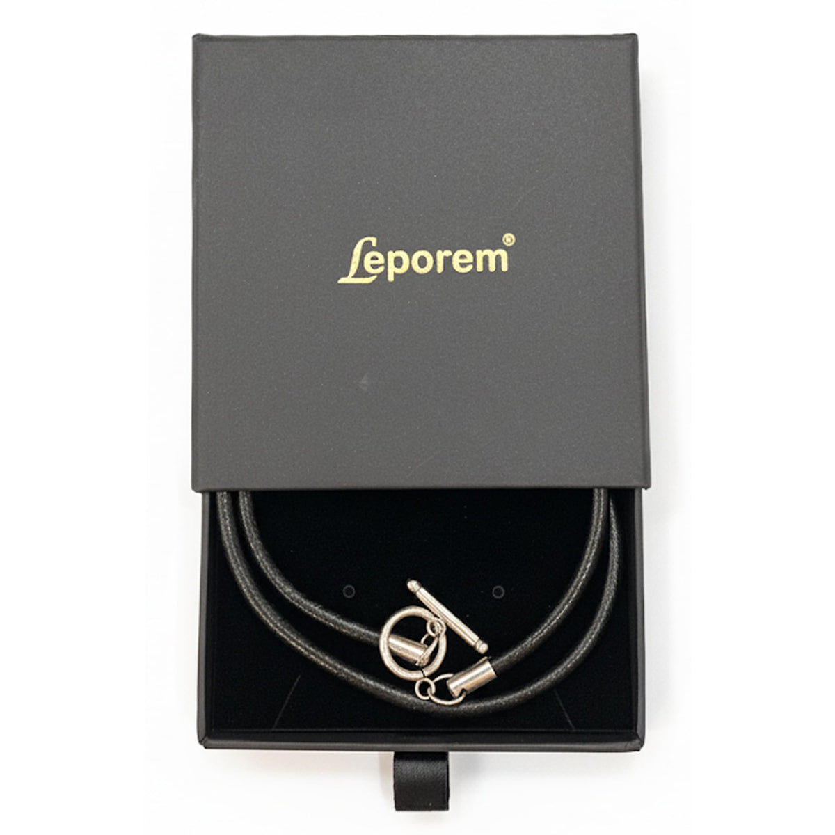 Leporem Handmade 4mm Black Cowhide Cord Necklace Unisex Minimalist Jewelry Base for Charms with Stainless Steel Toggle Clasp (18 Inch)