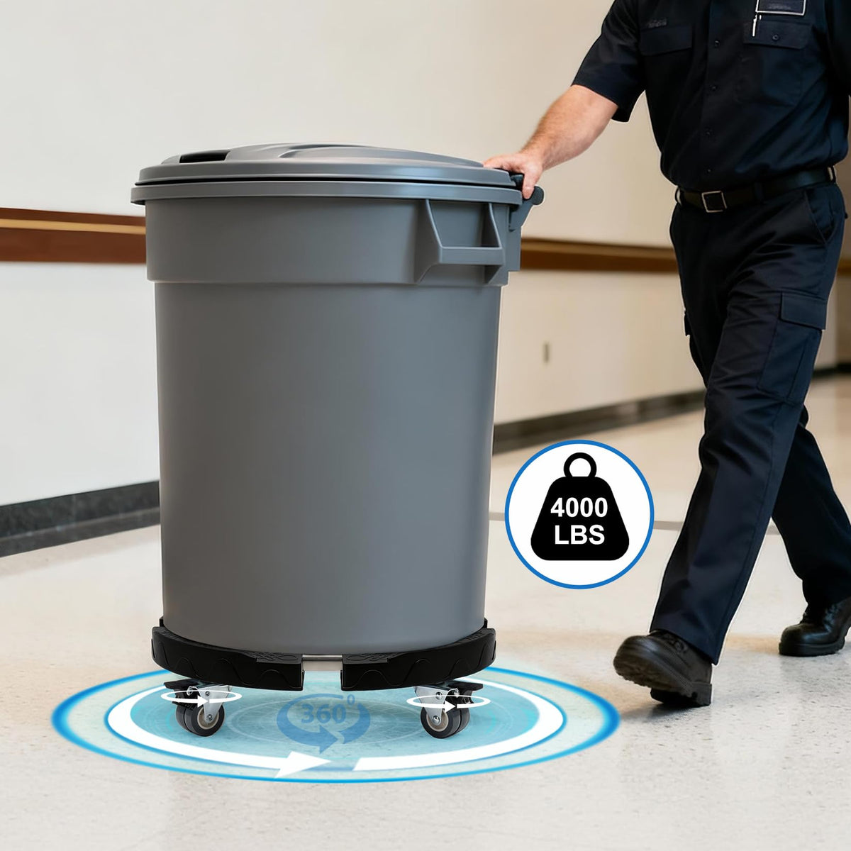 W B D WEIBIDA Trash Can Dolly Wheels Adjustable 15-19 Inch Round Roller with 4 Wheels Drum Cart Heavy Duty 440lbs Keg Truck Large Barrel Dollies Multi Functional Rolling Stand Plant Caddy