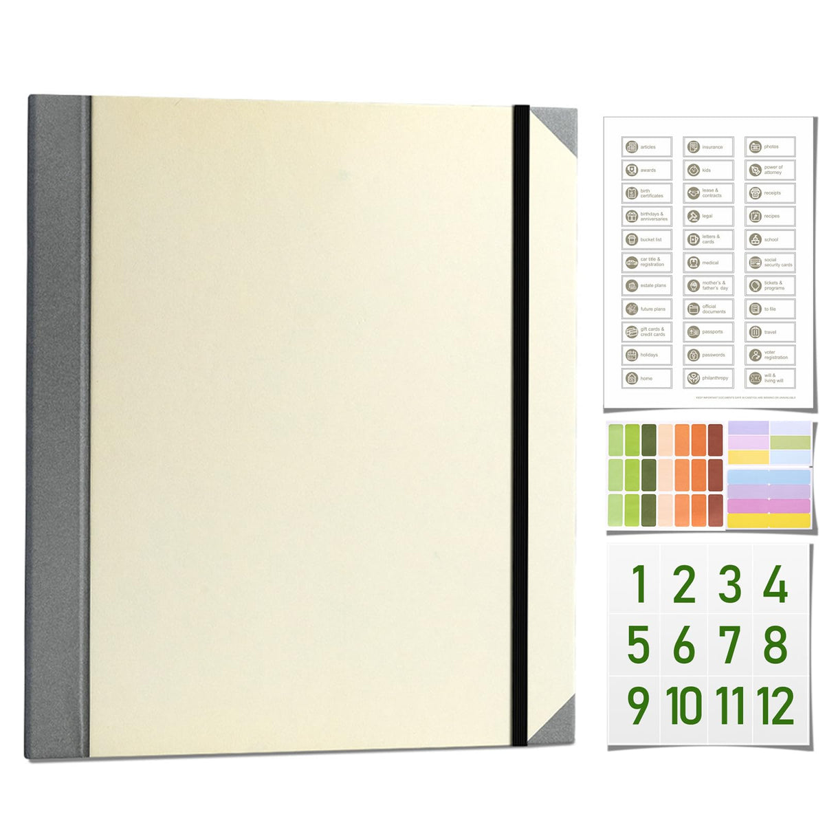 The Life Book Document Organizer - Binder for Important Documents, Document Organizer Foliofor Bills Checks Birth Certificates etc (Khaki)