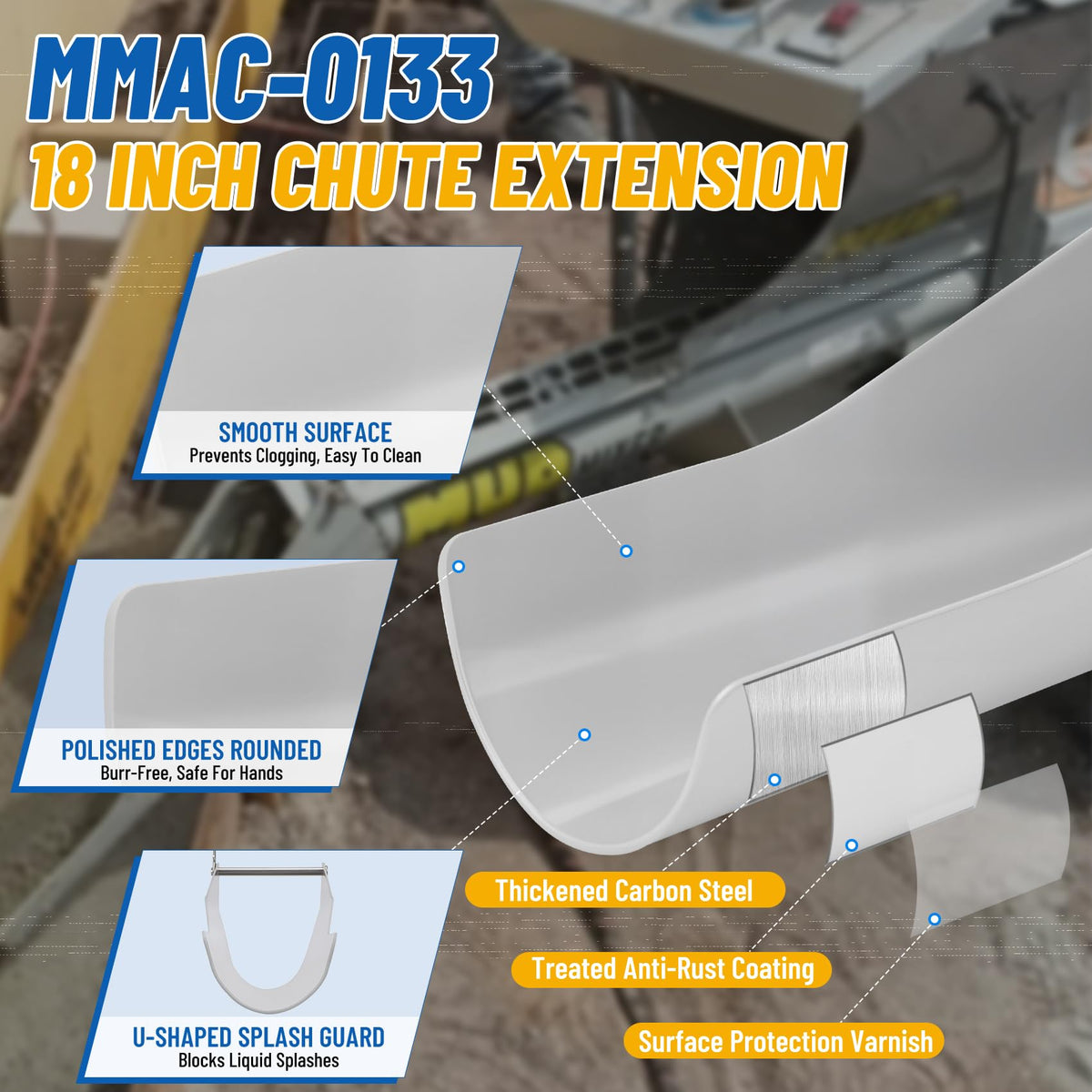 𝑼𝒑𝒈𝒓𝒂𝒅𝒆 MMXR-3221 Mud Mixer Set, MMAC-0123 Mud Mixer Hopper Extension and MMAC-0133 Chute Extension, Rust Resistant Heavy-Duty Steel, for Large Construction, 3-Yr Service