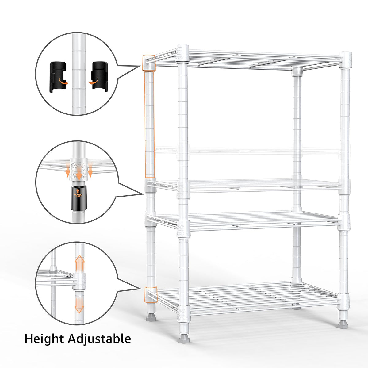 M MZG 450 lbs Wire Storage Shelving 3-Tier Utility Shelving Unit Steel Organizer Wire Rack for Home,Kitchen,Office,White (11.8" D x 17.7" W x 26.4" H)