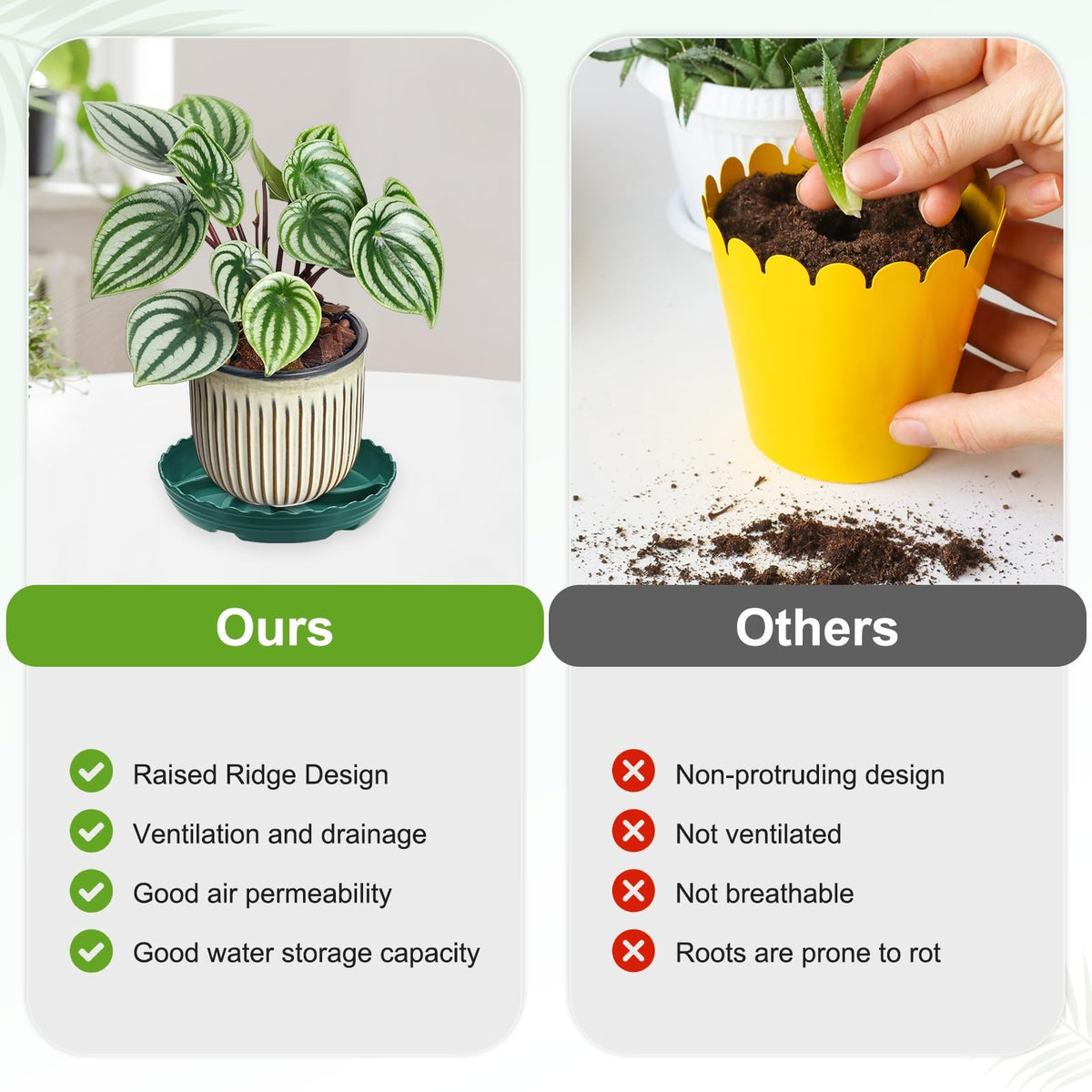 M METERXITY 4-Pack Plant Saucer, 7.9 Inch/20 cm Plastic Plant Trays Thicker for Pots/Indoor/Outdoor/Water Drainage and Protection, Flowerpot Drip Tray [Green]