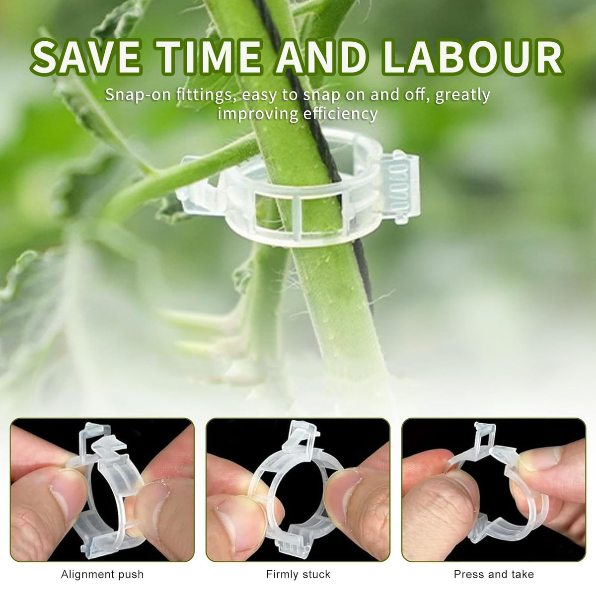 oddmmo 200 Pack Secured Plastic Plant Clips, 2024 Combinable Plant Support Clips, Plastic Trellis Clips for Climbing Plants, Vine Vegetables Fixing Clips, Plant Clips for Tomato Trellis & Peony Cages