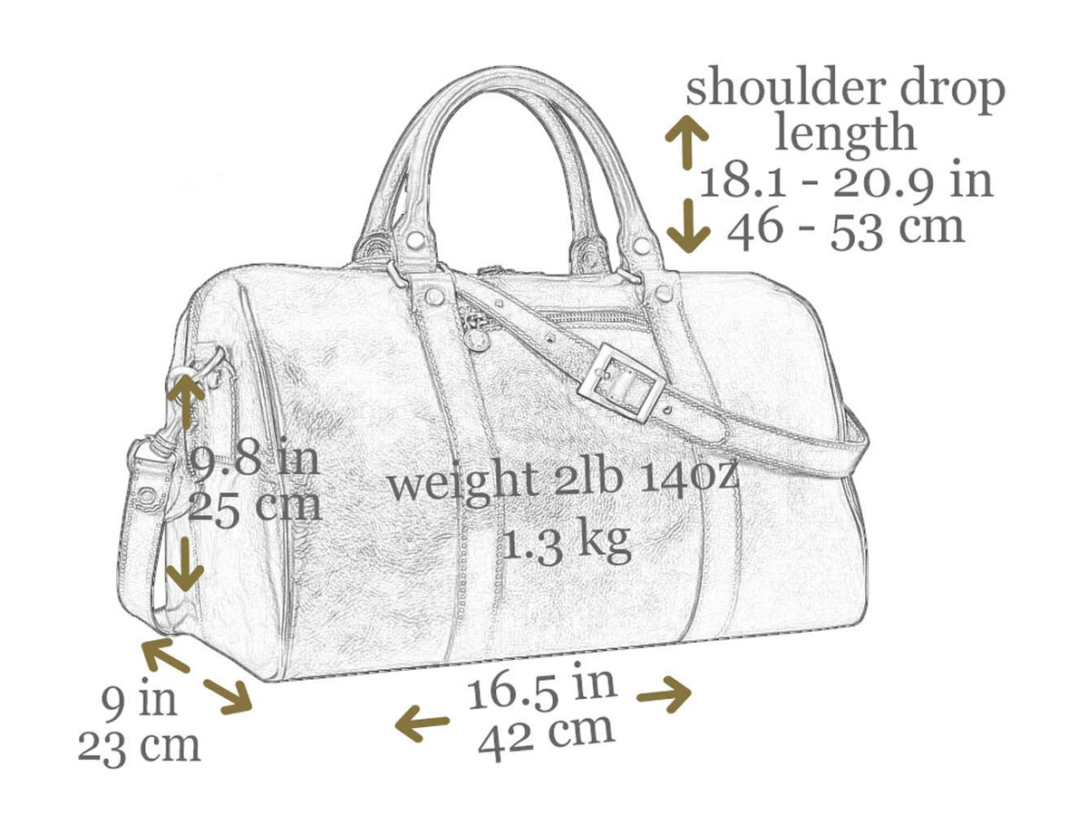 Time Resistance Full Grain Leather Small Duffel Bag - Gym Weekender Overnight Bag (Brown)