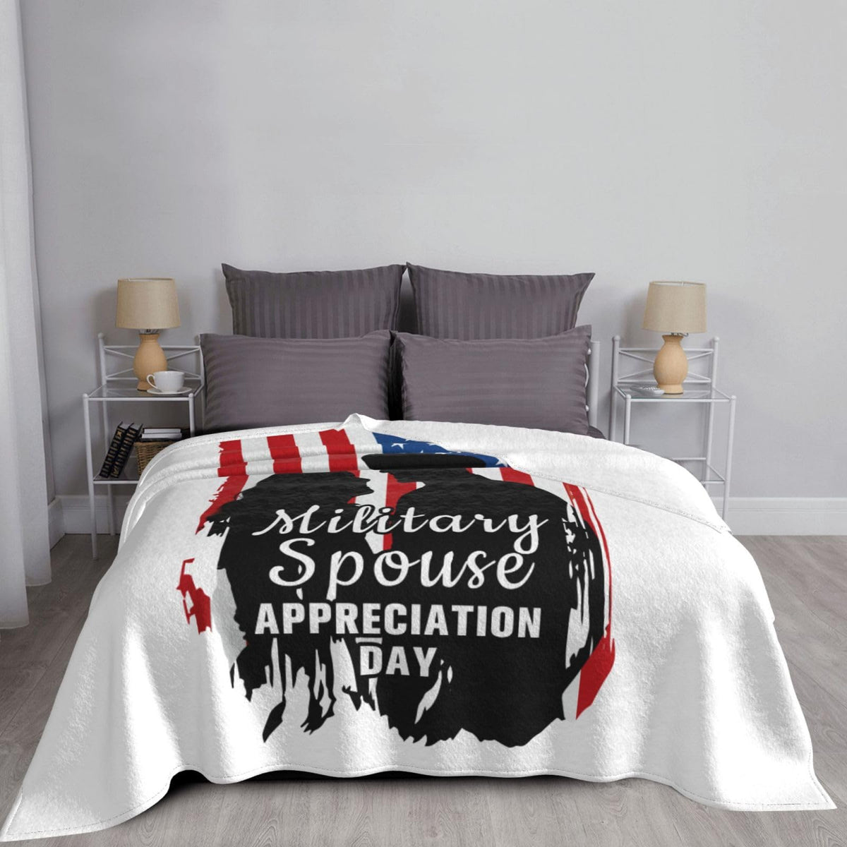 Military Spouse Appreciation Day Soldier Premium Fleece Blanket, Ultra-Soft Plush Throw Blanket, Warm Cozy Fleece Blanket for Bed, Couch & Travel 60"x50"
