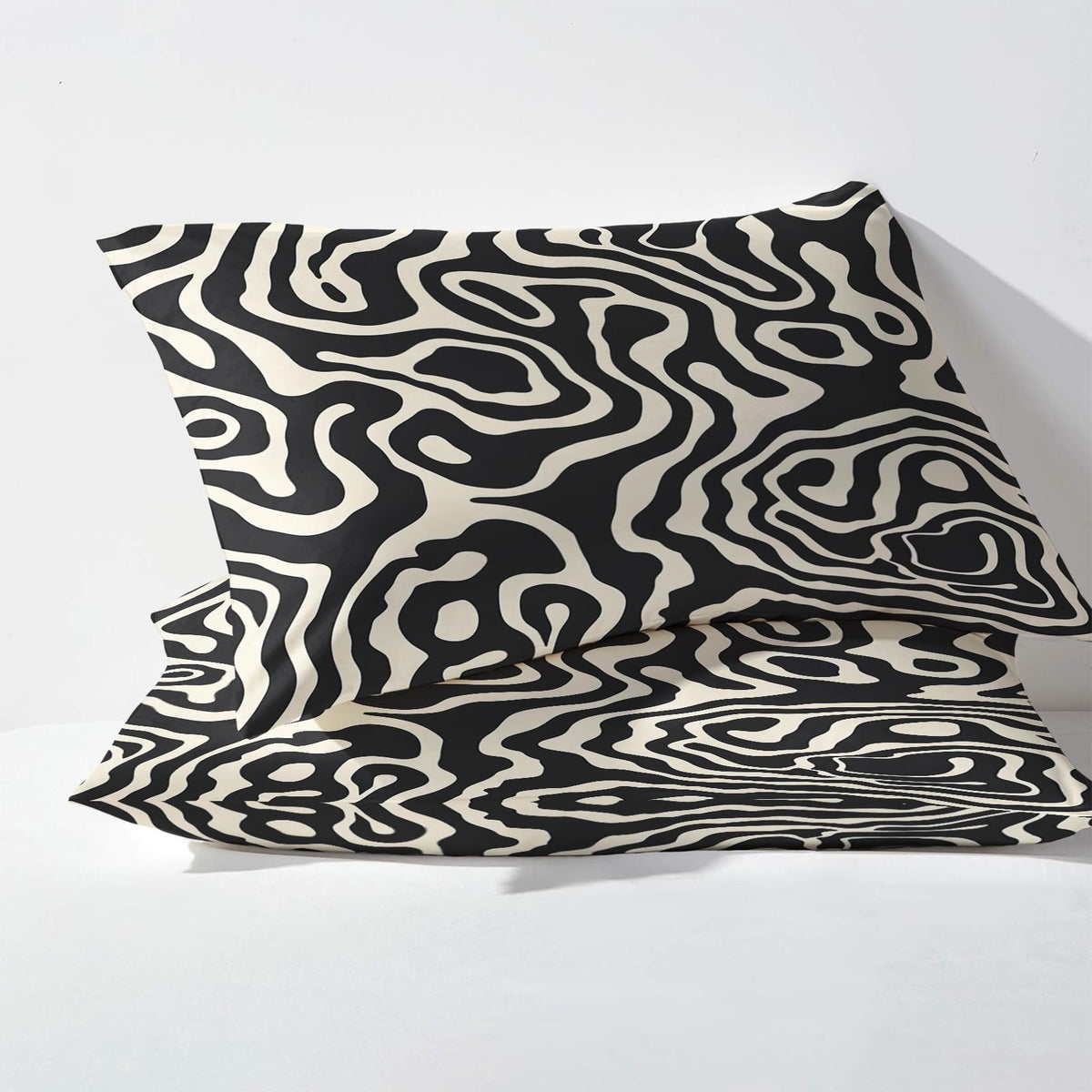 Abstract Sheets Full Size, Black and White Bed Sheets, Patterned Bedding Sheets & Pillowcases 4 Piece Set - Soft Microfiber Deep Pocket Fitted Sheet & Flat Sheet & 2 Pillow Cases M&-A278