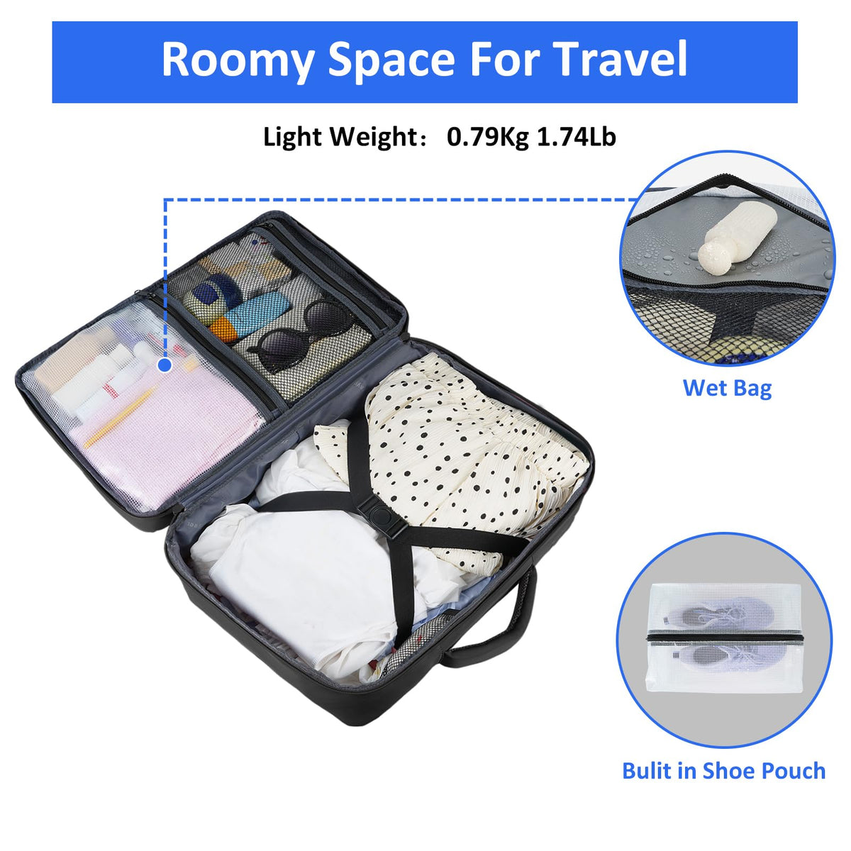 Taygeer Travel Laptop Backpack for Men Women, Airplane Approved Travel Backpack Suitcase with Water Bottle Pocket, Lightweight College 35l Luggage Bag 15.6inch Laptop Mochila Gifts for Business,Black