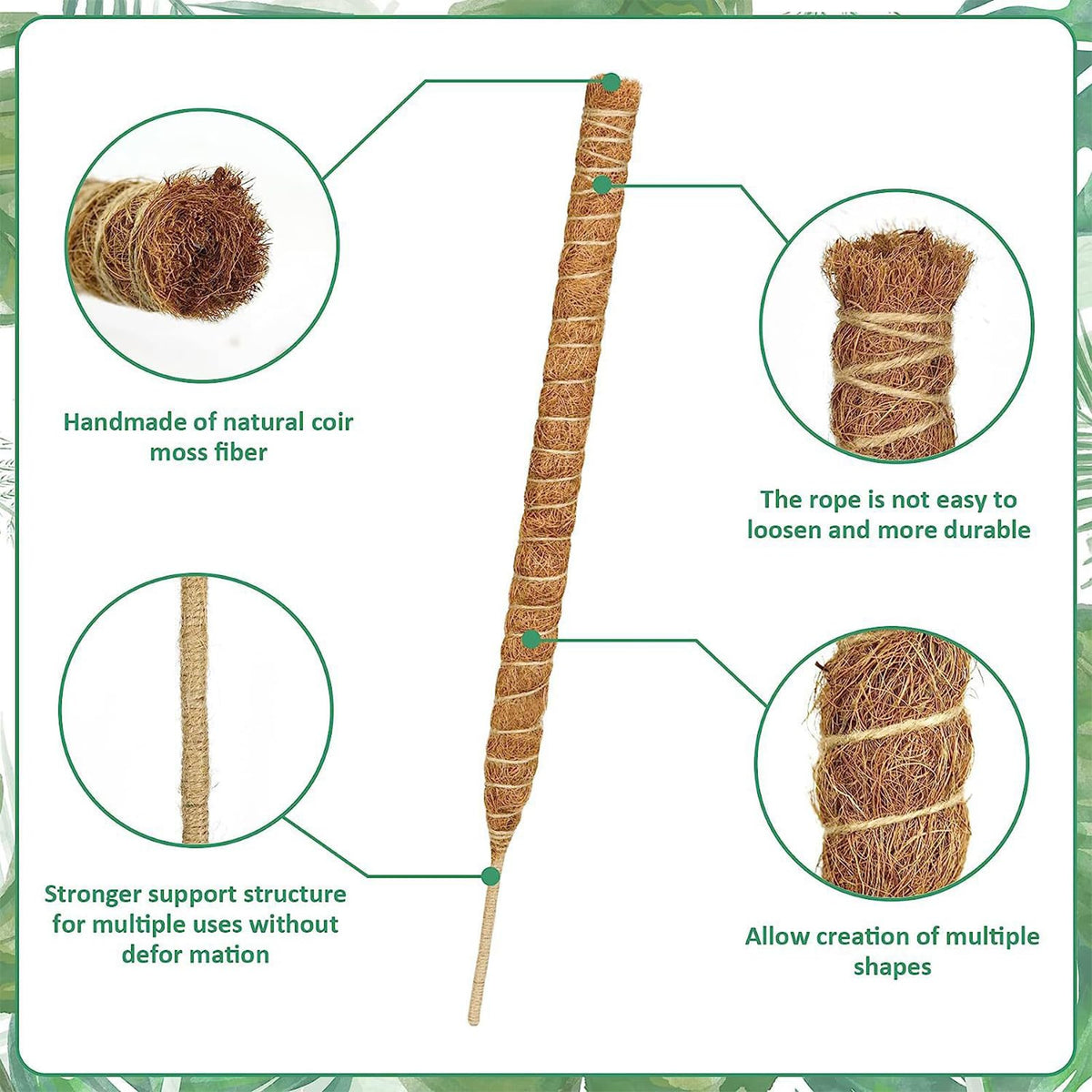 3 Pack Moss Pole,31 Inch Monstera Plant Support,Bendable Plant Trellis Moss Pole for Plants Monstera,Moss Poles for Climbing Plants Indoor,Coir Plant Pole Sticks Support Stakes (3pcs)