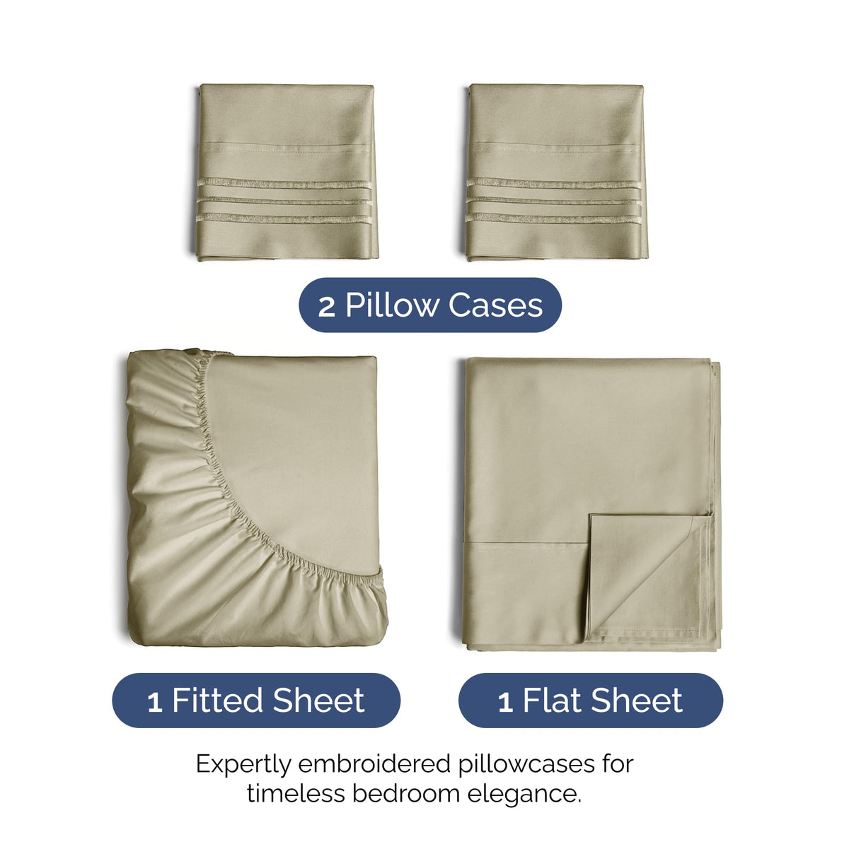 Queen Size 4 Piece Sheet Set - Ultra Soft & Cooling Bed Sheets - Fits 8 Inch to 16 inch Mattress - Wrinkle & Fade Free with Deep Pockets - Easy-Fit, Breathable & Comfy - Hotel Luxury Bedding - Taupe