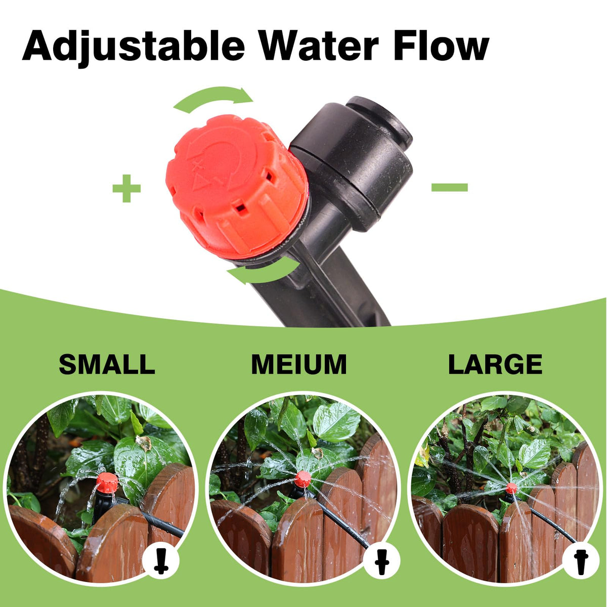 Maotong 32 Pack New Easy-Connect Drip Emitters Sprays for 1/4" Drip Irrigation Tubing (16 Pcs Quick-Connect Emitters Vortex+16 Pcs Quick-Connect Emitters Stream)