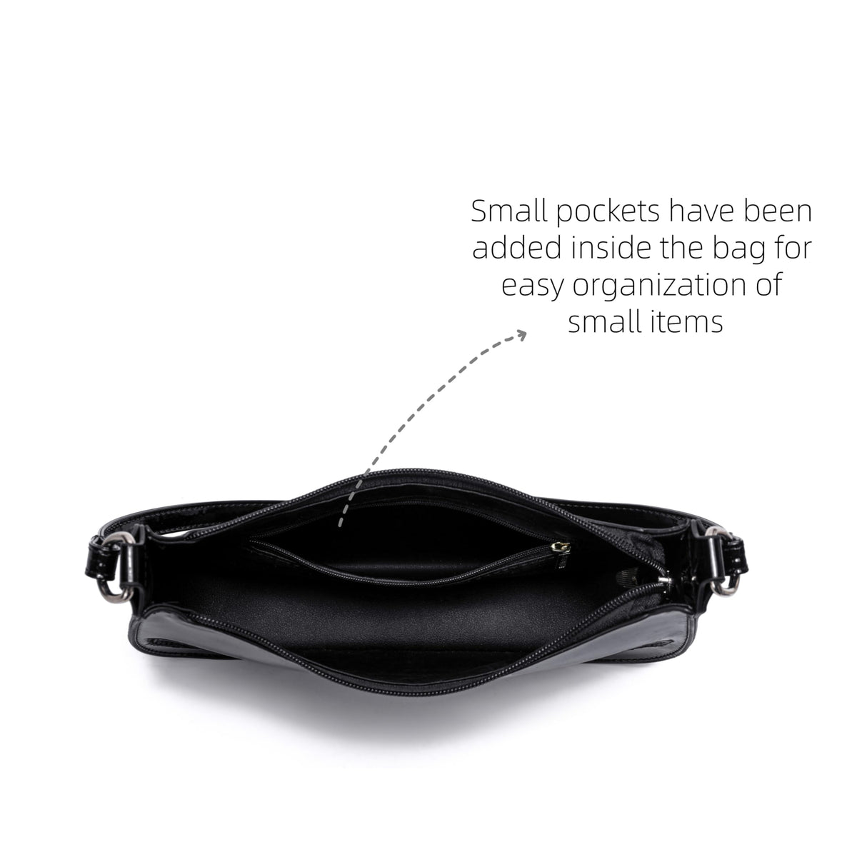 JOLLQUE Small Shoulder Bag for Women, Small Under the Arm Patent Leather Purses, Mini Purse Clutch Y2k Jelly Handbag Zipper Square Satchel Crossbody Bags(Black)