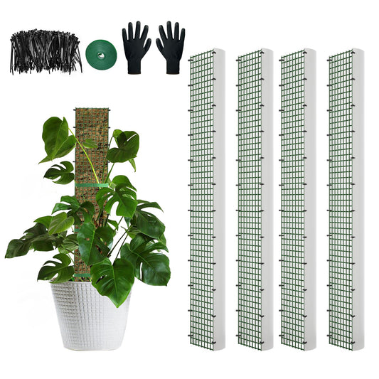 HOLANHING 60"/40"/24" Metal Moss Pole, D Shape Sphagnum Moss Pole, Moss Poles for Climbing Plants, Monstera, Indoor Climbing Plants(4Pcs 40")