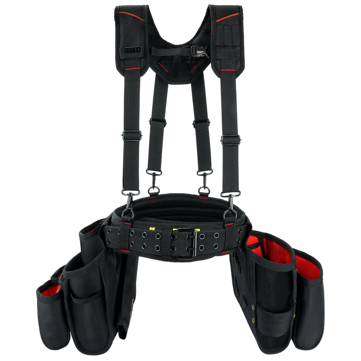 MELOTOUGH Tool Belt with Suspenders Electrician Tool Bag Suspenders Framers Combo Apron Tool Belt Construction Tool Pouch Suspenders Heavy Duty Carpenter Suspension Rig(RED)