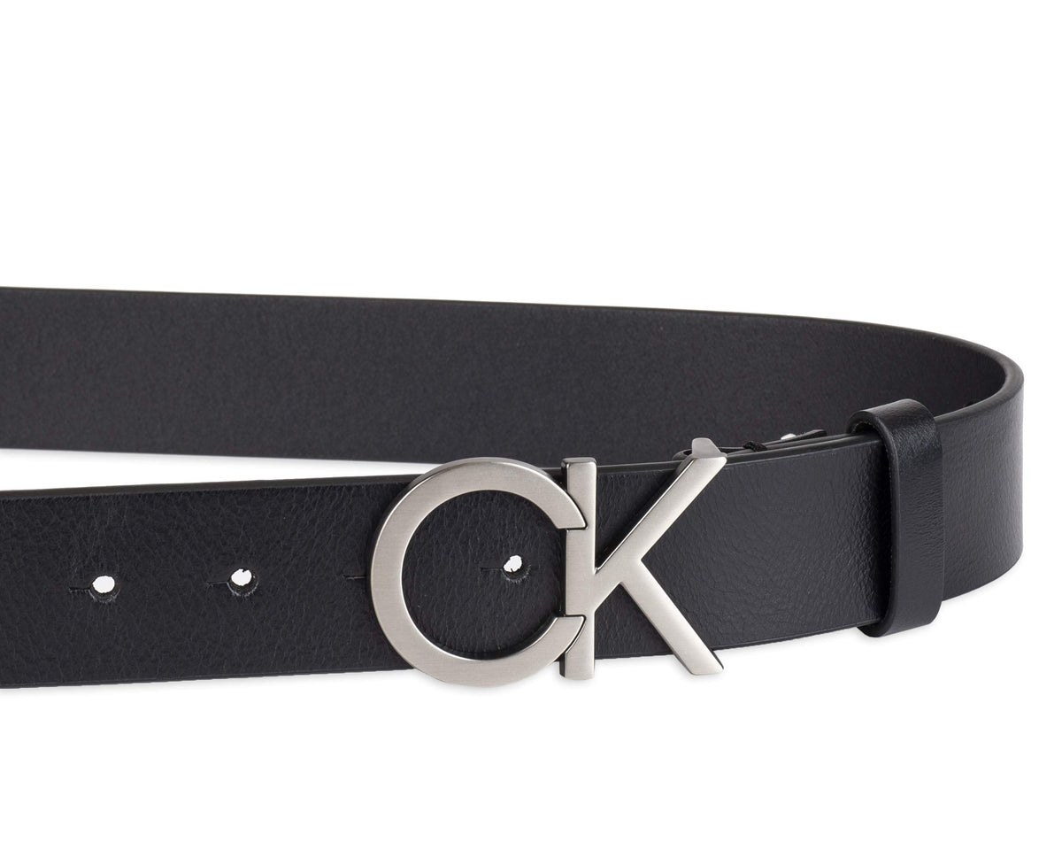 Calvin Klein Men's CK Plaque Buckle Jean Belt, Black, 3X