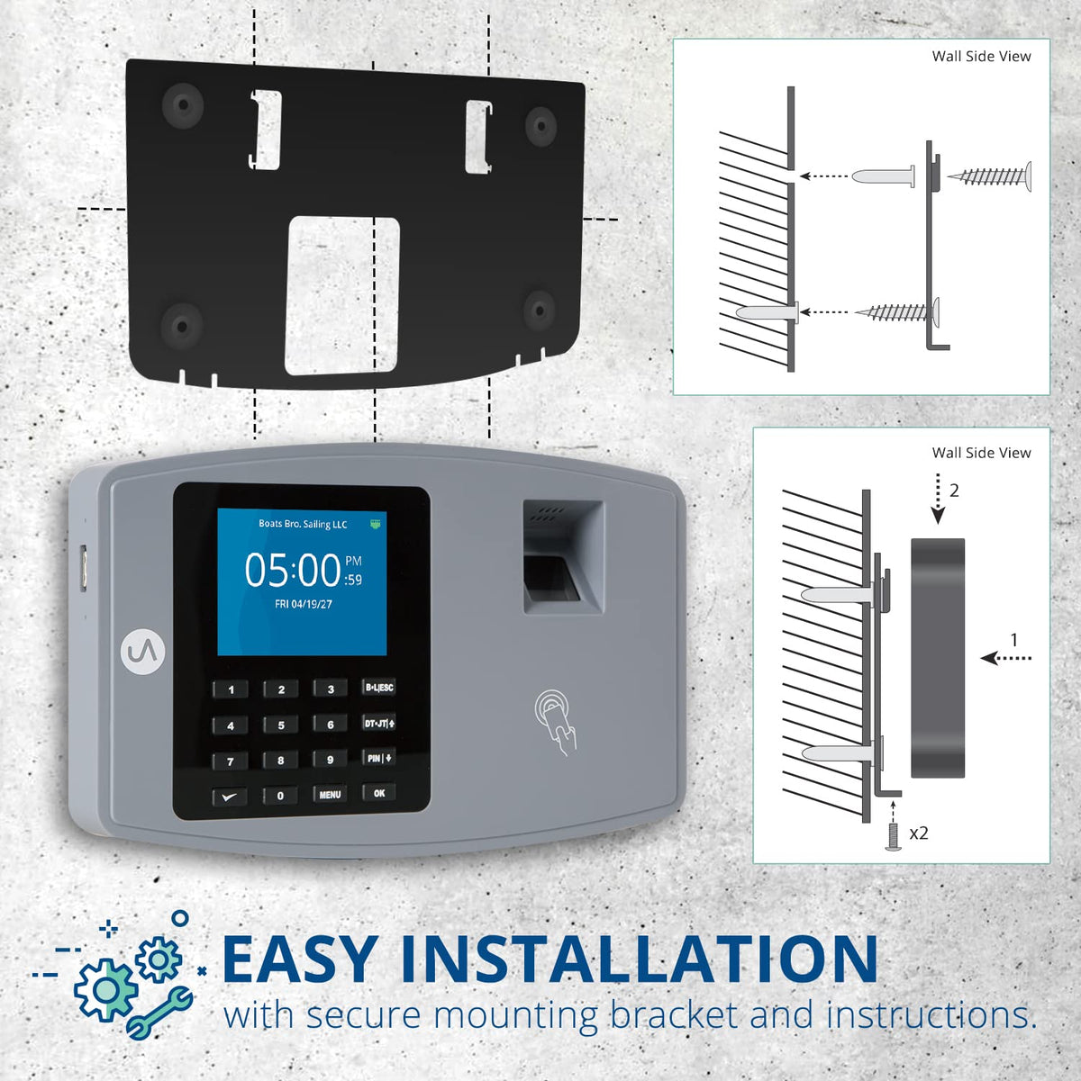 uAttend BN6500 Biometric Fingerprint Time Clock System for Small Business with WiFi and Cloud-Based Employee Timecards