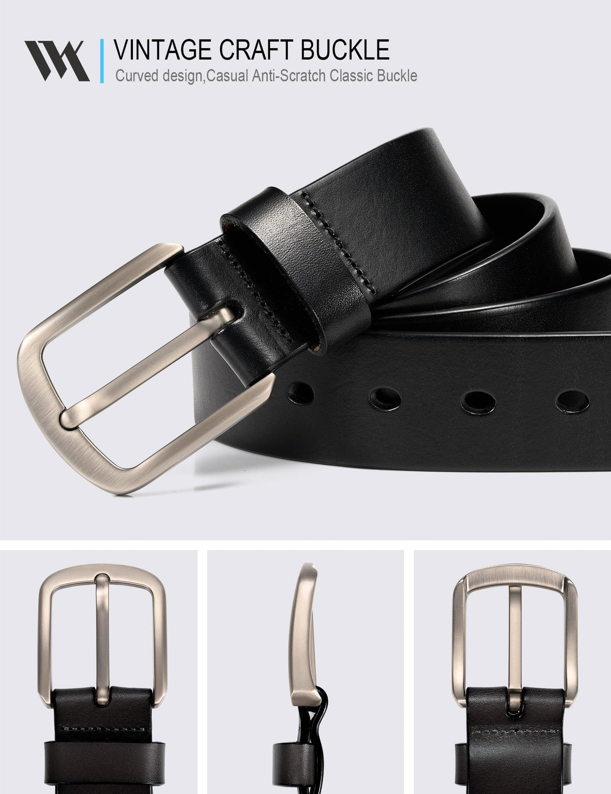 WOLFANT 1.5" Top Full Grain Leather Belt for Men in Gift Box,100% Italian Real Solid Leather