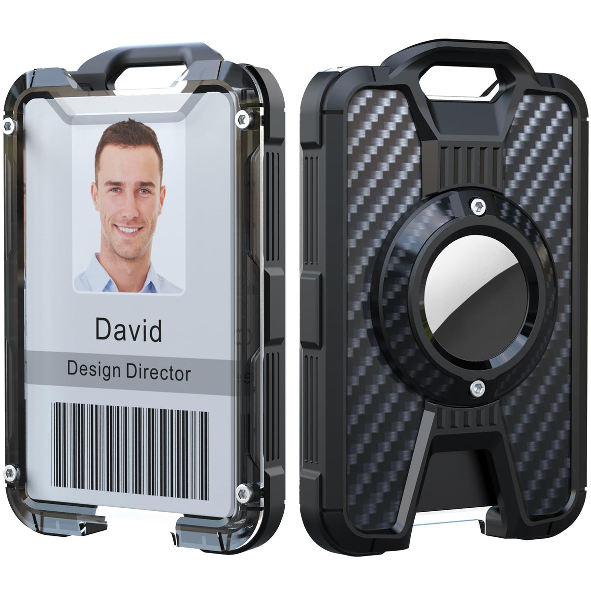 LIUGX Badge Holder for Airtag, with Retractable Keychain, Heavy Duty for Airtag Holder/Case, ID Card Holder (Holds 6 Cards), with 31.5” Badge Reel Key Chain, 10,000+ Rebound, 8oz