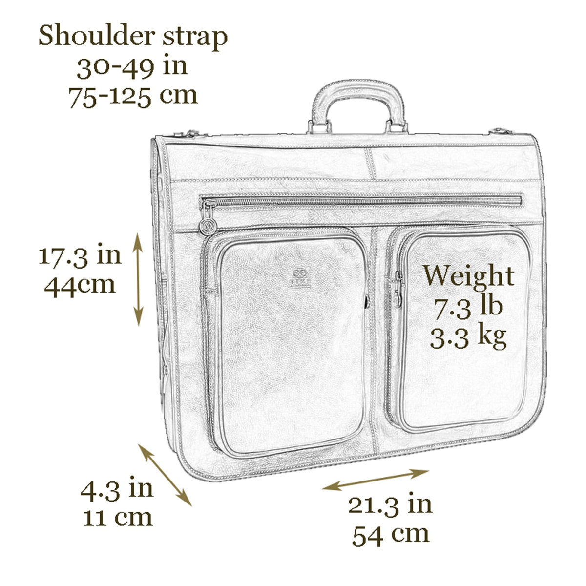 Time Resistance Leather Garment Bag - Slim Suit Duffel Carry-On Suitcase for Dress Protection (Brown)