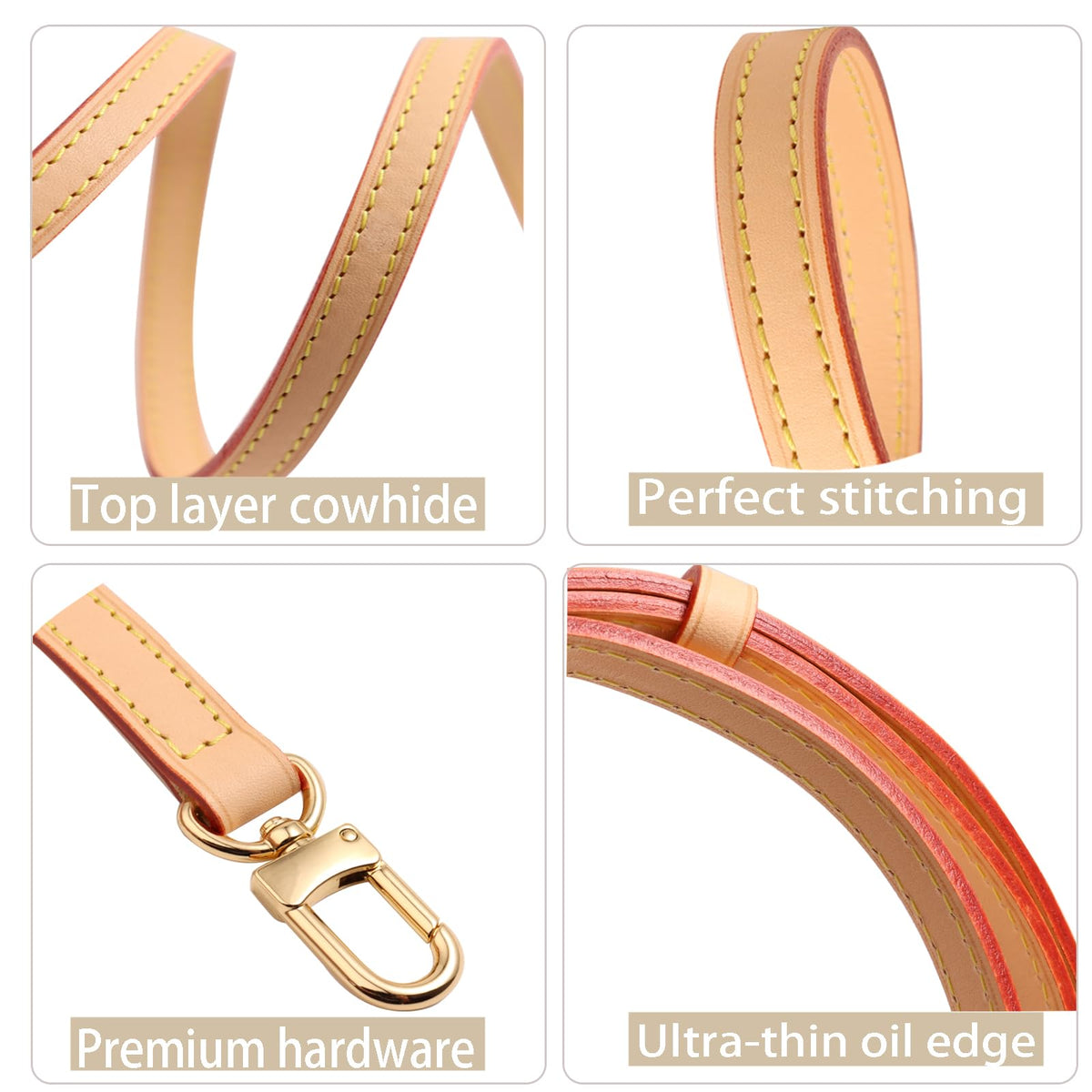 COLSEEY Genuine Vachetta Leather Crossbody strap Genuine leather Adjustable Replacement Strap for Shoulder Bag Handbag Purse(0.59 Inch Width Adjustalbe)