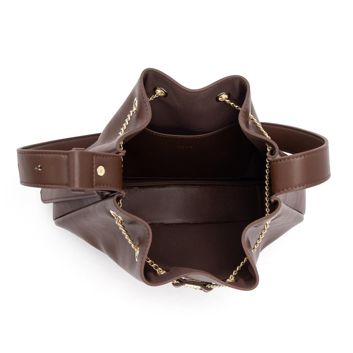 ELLE Purses for Women Genuine Leather Bucket Bag Chain Drawstring