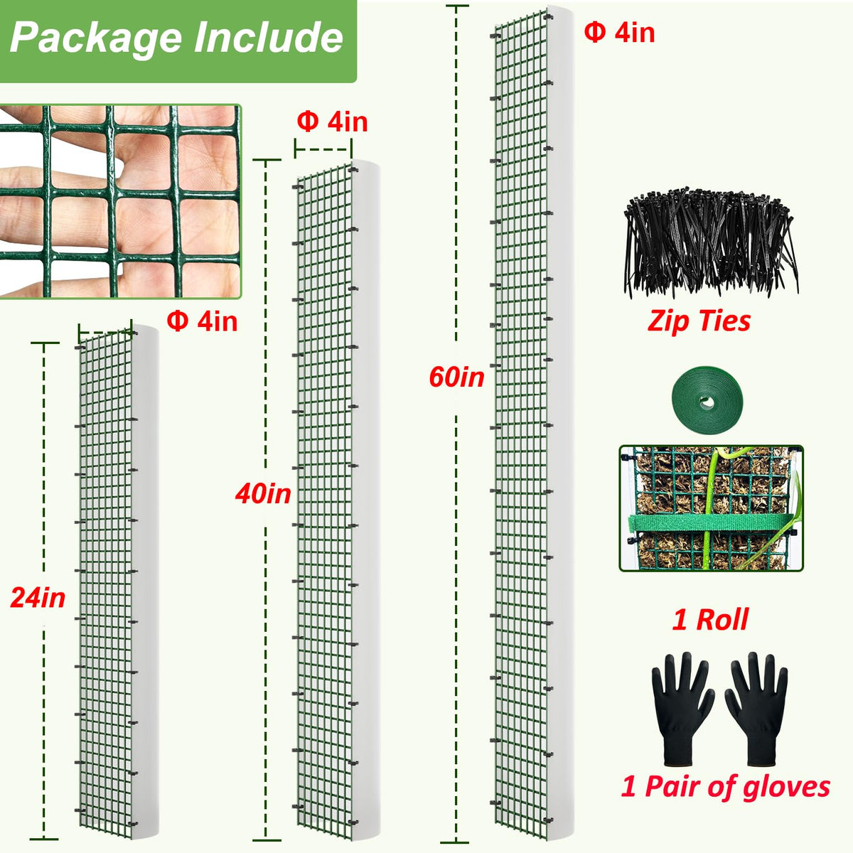 60"/40"/24" Metal Moss Pole, D Shape Sphagnum Moss Pole, Moss Poles for Climbing Plants, Monstera, Indoor Climbing Plants (1 Each of 60" 40" 24")