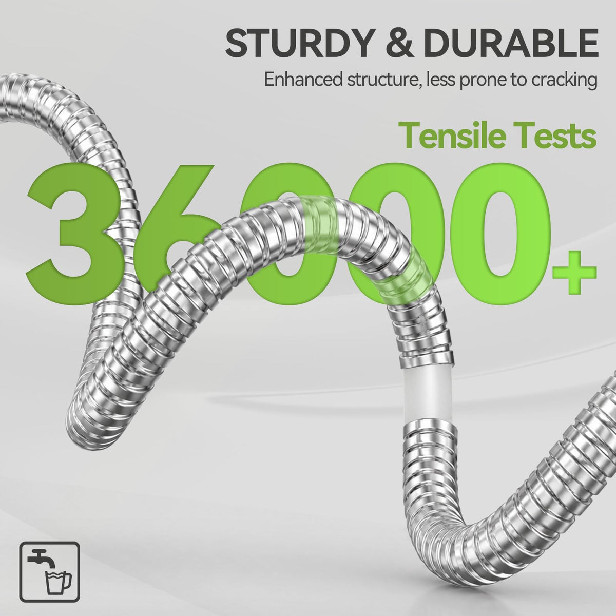 SPECILITE Expandable Garden Hose 50 FT, 304 Stainless Steel Heavy Duty Metal Water Pipe with Adjustable Nozzle - Flexible, Kink Free, Leak-Proof, Lightweight, for Outdoor, Yard, Lawn, Car Washing