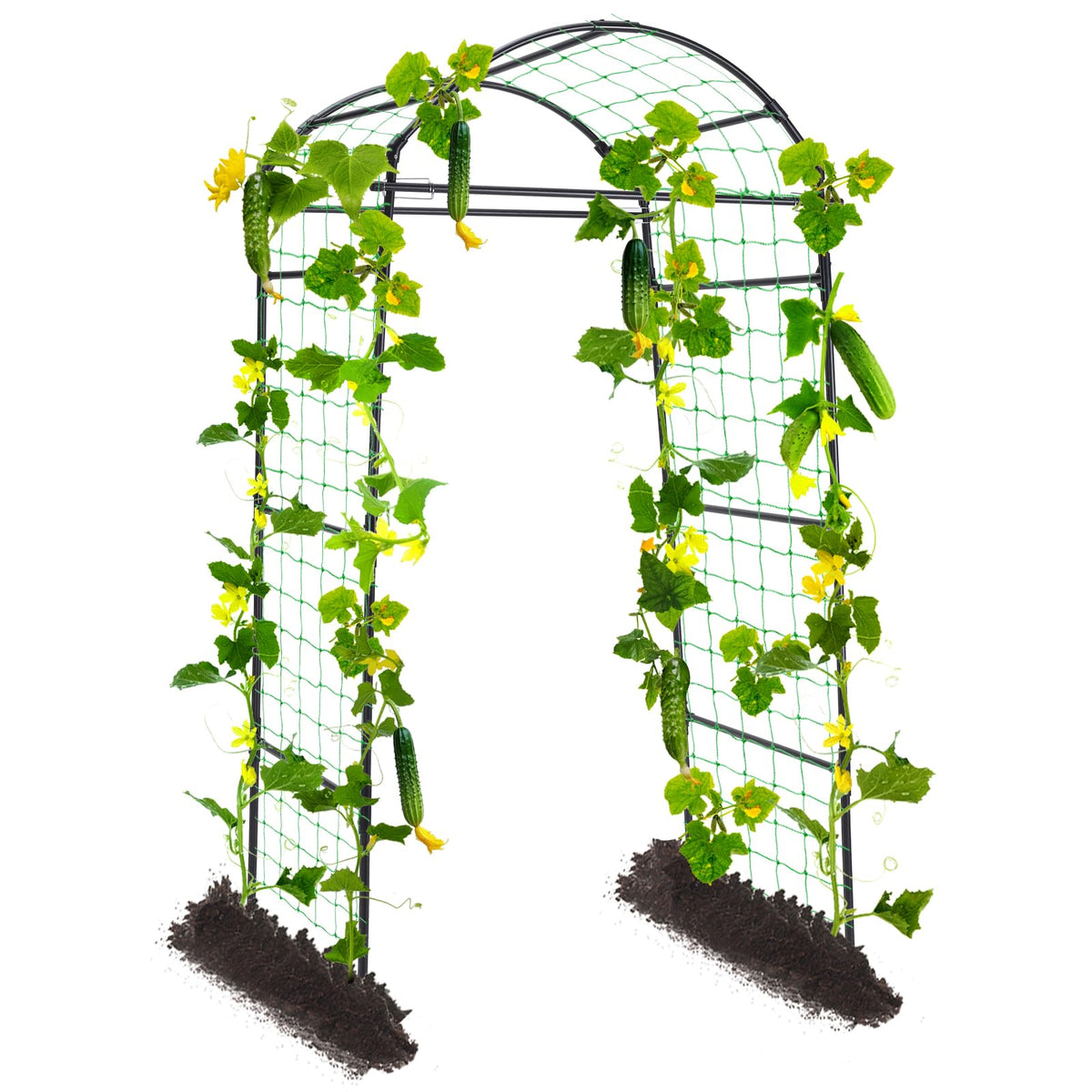 Yotoworth Garden Arch Cucumber Trellis for Climbing Plants Outdoor, 6.7ft Tall Archway Arbor Plant Support Grape Vine Tomato Pea Bean Trellis for Raised Bed Backyard, Black