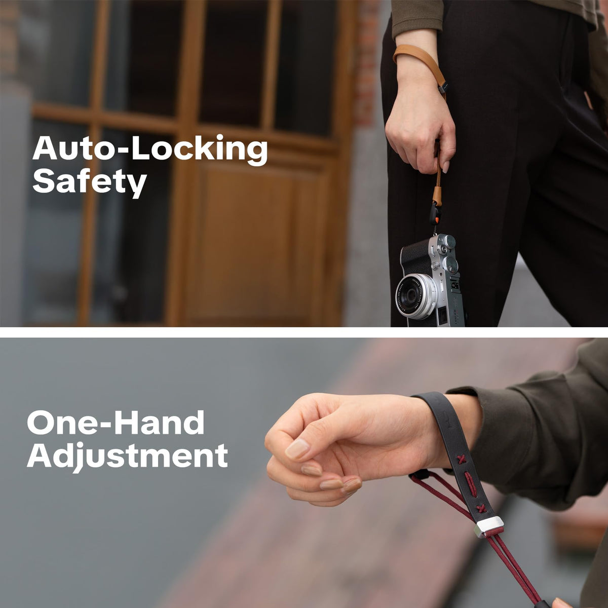 PGYTECH Camera Wrist Strap Slim Vintage Style, Adjustable Quick Release Anti-Drop Leather Hand Strap for Fujifilm/Sony/Canon Camera/Smartphone, Retro Camera Strap, 55.1lb Capacity, Midnight Black