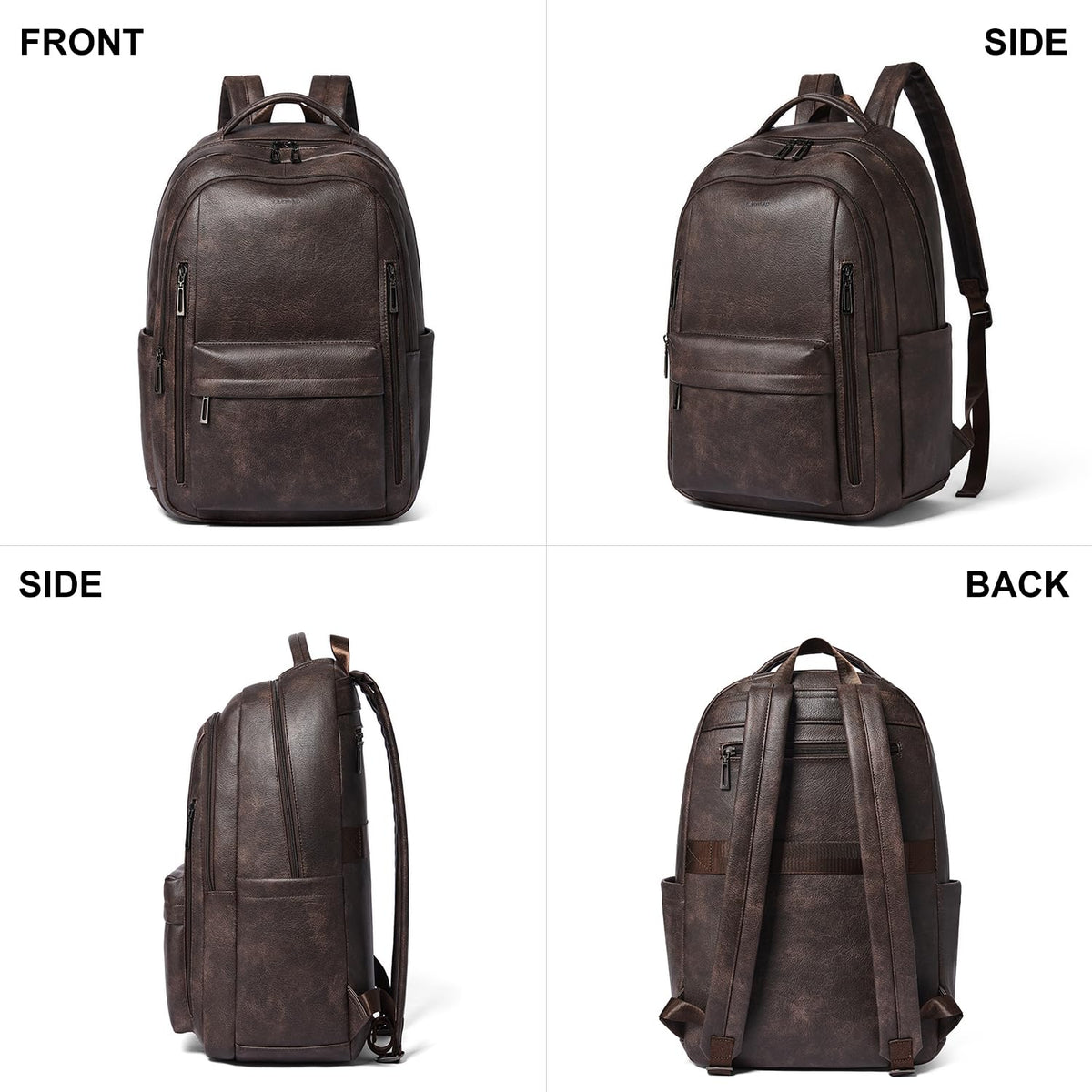 LATMAP 30L Backpack Purse for Women Men Laptop Backpack, Faux Leather Travel Work Backpack Teacher Bookbag fits 15.6" Laptop,Coffee