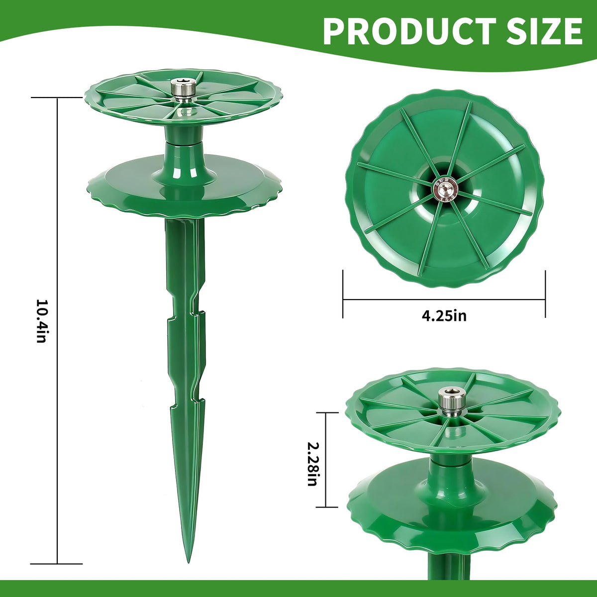 2 Pack 10 Inch Garden Hose Guide Stakes, Upgraded Reinforced Disc, Rotatable Double-Disk Sun Protection Heavy-Duty Plastic Stake, Hose Guard for Yard, Lawn & Flower Bed Landscaping (Green 2Pcs)