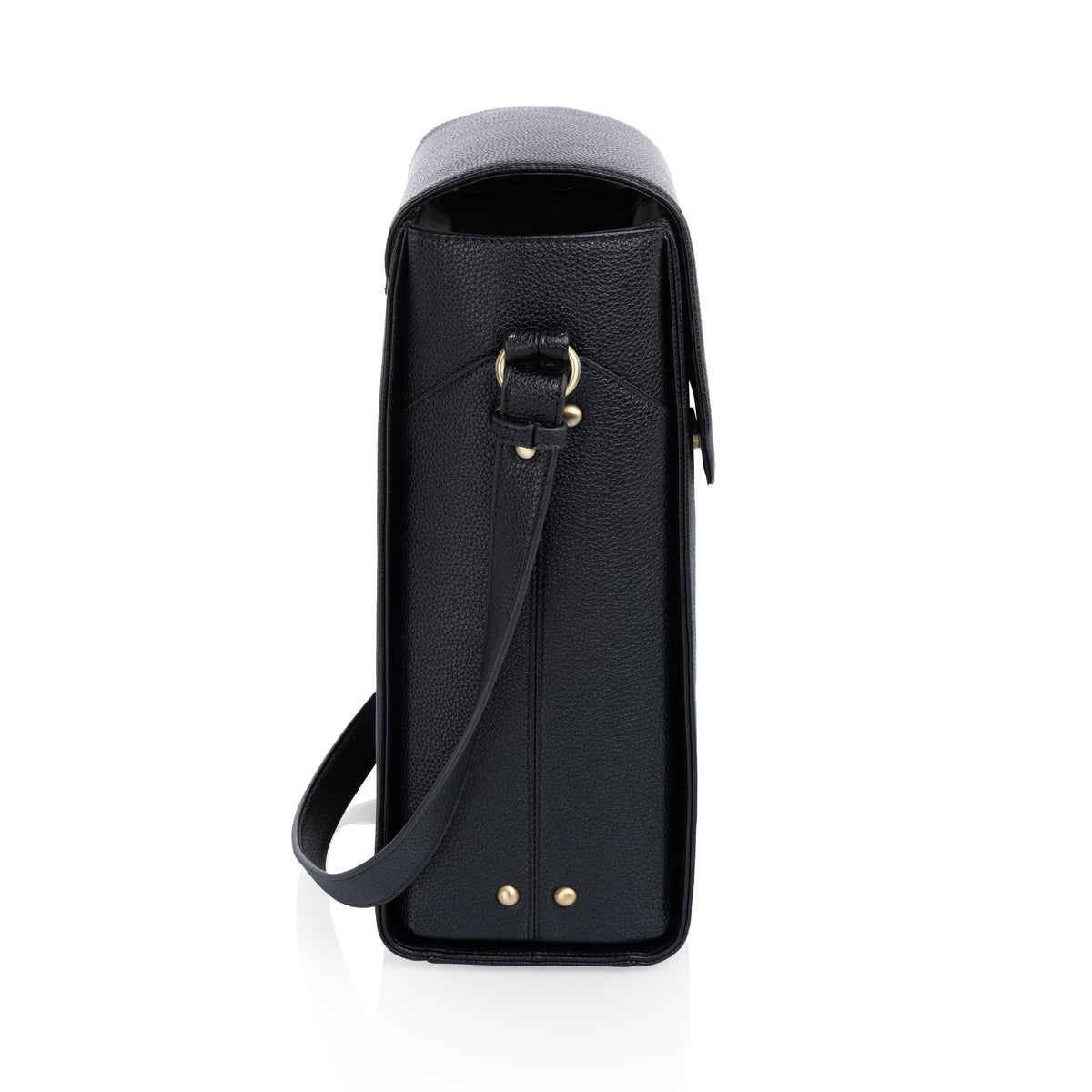 PICNIC TIME Barossa Two Bottle Leatherette Wine Tote Bag, Wine Bottle Carrier Tote, Picnic Bag, Wine Cooler Bag, (Black)